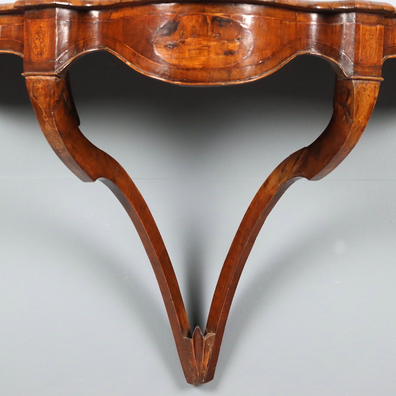 Antique Drop Shaped Console Walnut Carvings Italy XIX Century photo buy