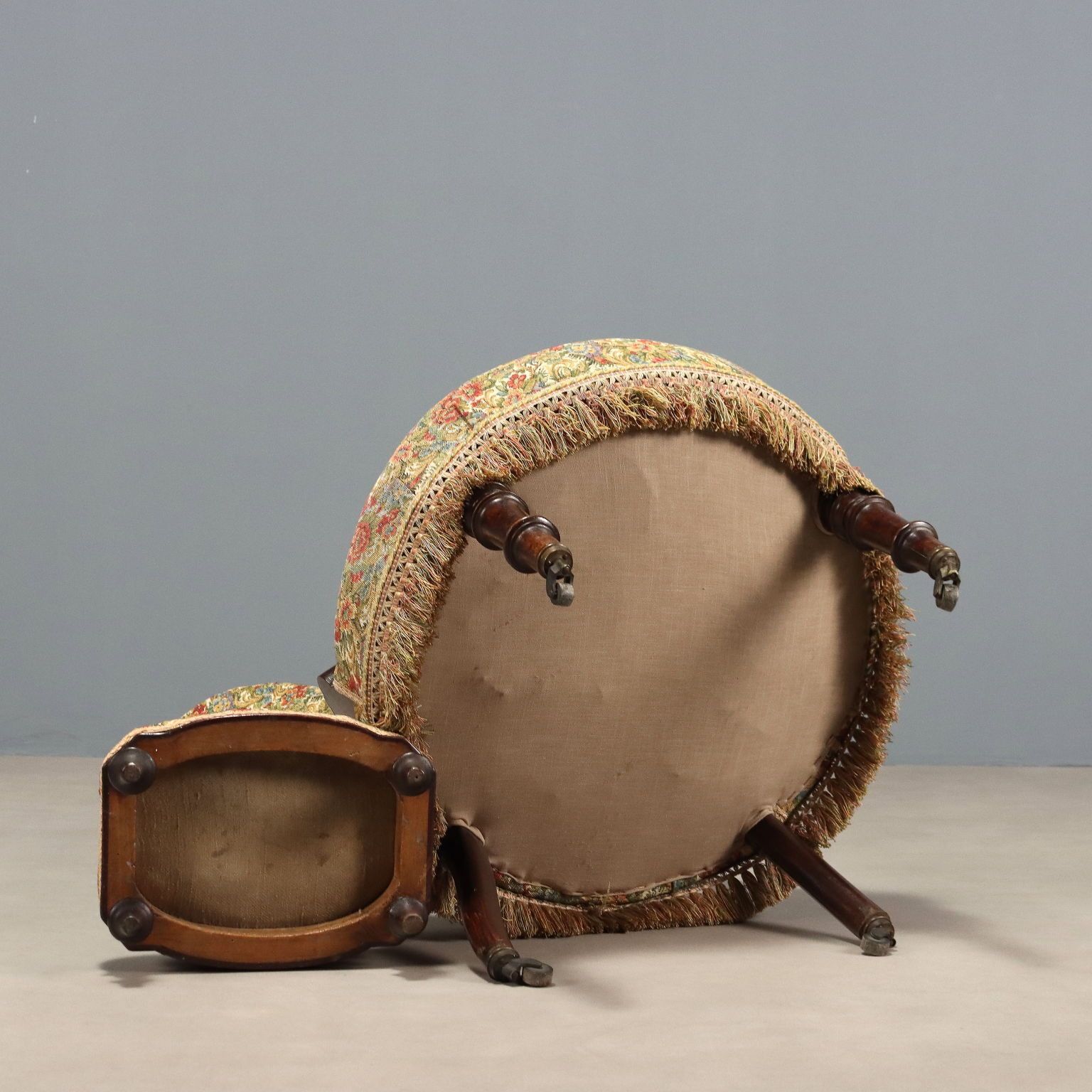 Furniture Victorian Armchair With Pouf Fabric England XIX Century photo