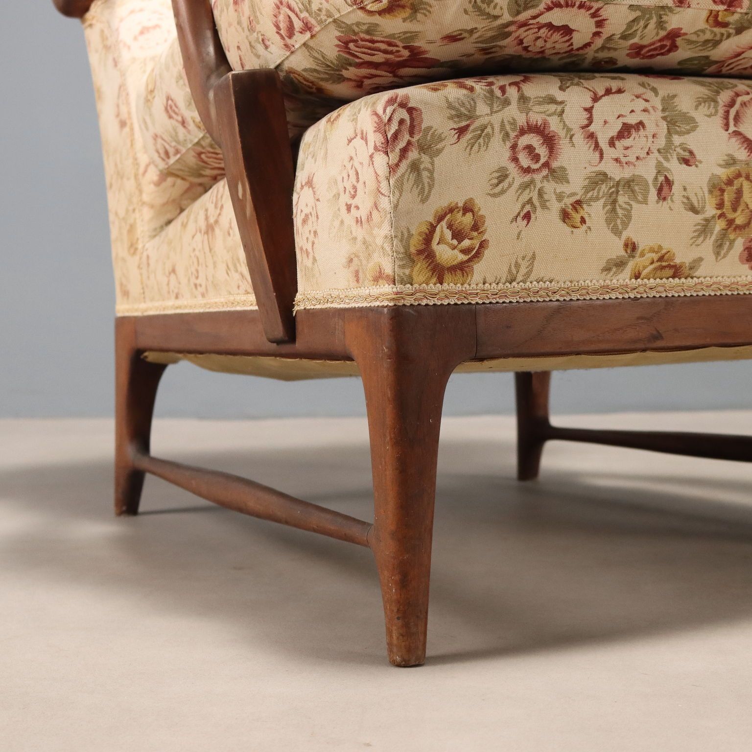 Fauteuil vintage Frama Marelli en tissu, design Italie, années 1950 photo vintage