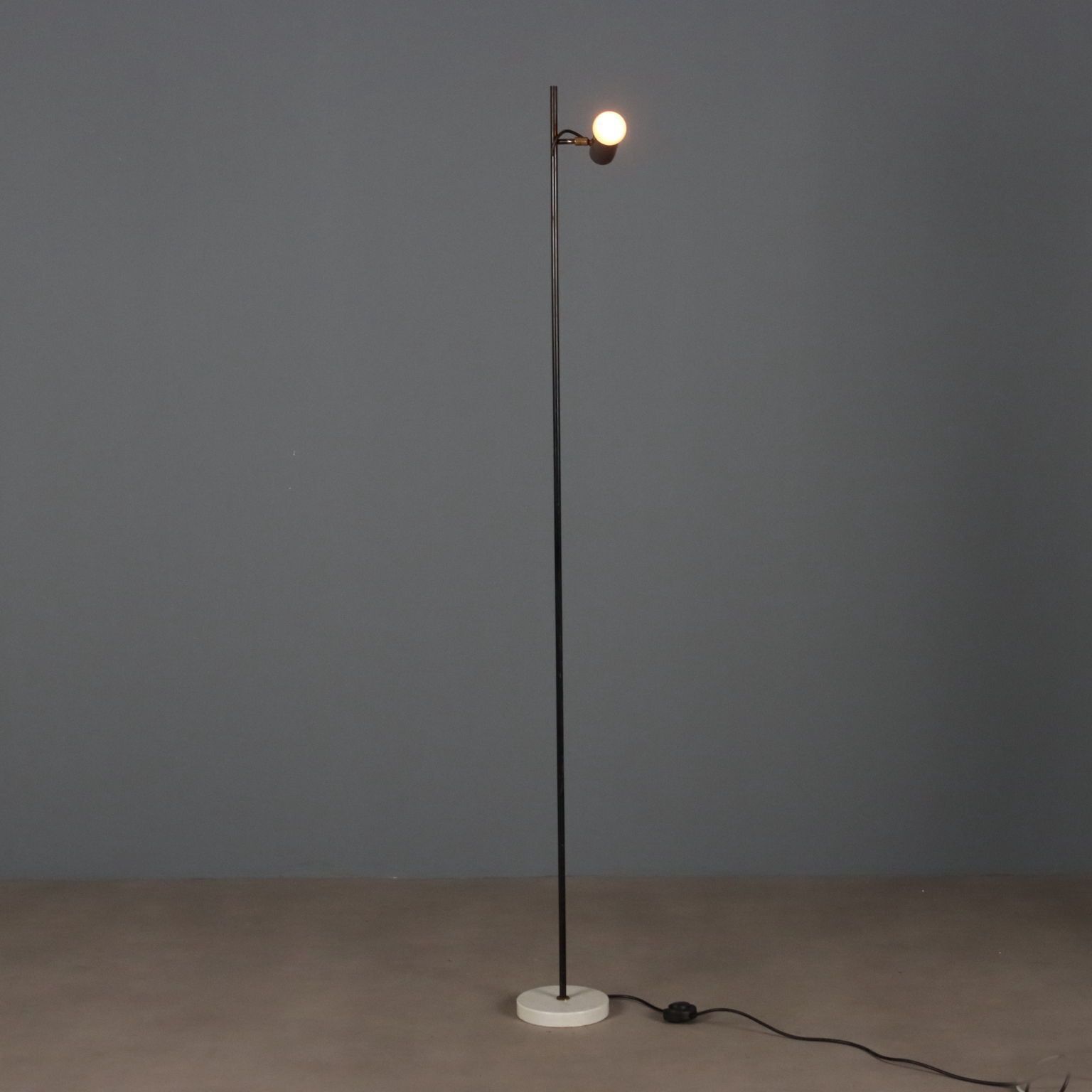 Lampadaire vintage en métal aluminium, design italien, années 1960