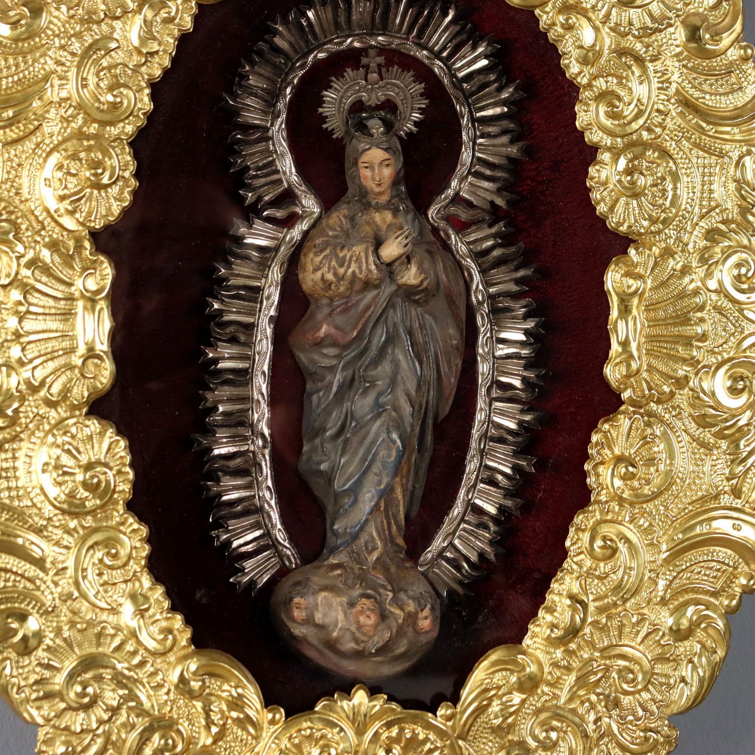 Antique Figurine Virgin Mary Ceramic Italy XIX Century photo for sale