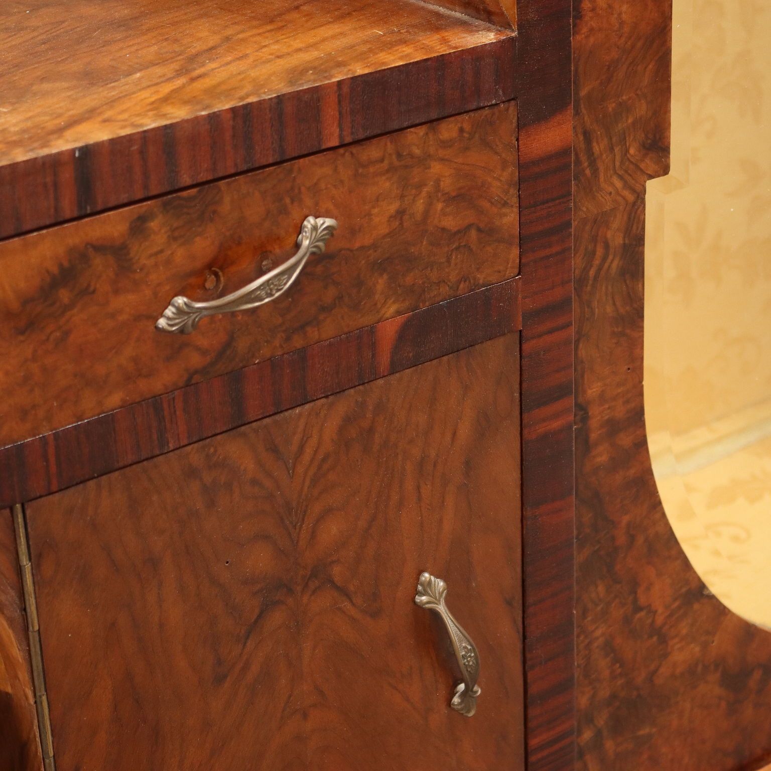 photo for sale Vintage Dispaly Cabinet Burl Veneer Design Italy 1920s 1930s
