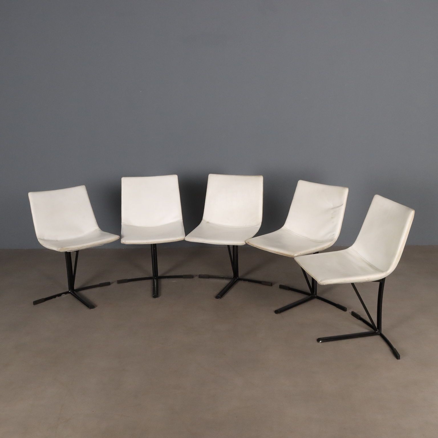 Vintage Saporiti Chairs Metal Leatherette Design Italy 1960s photo Furniture