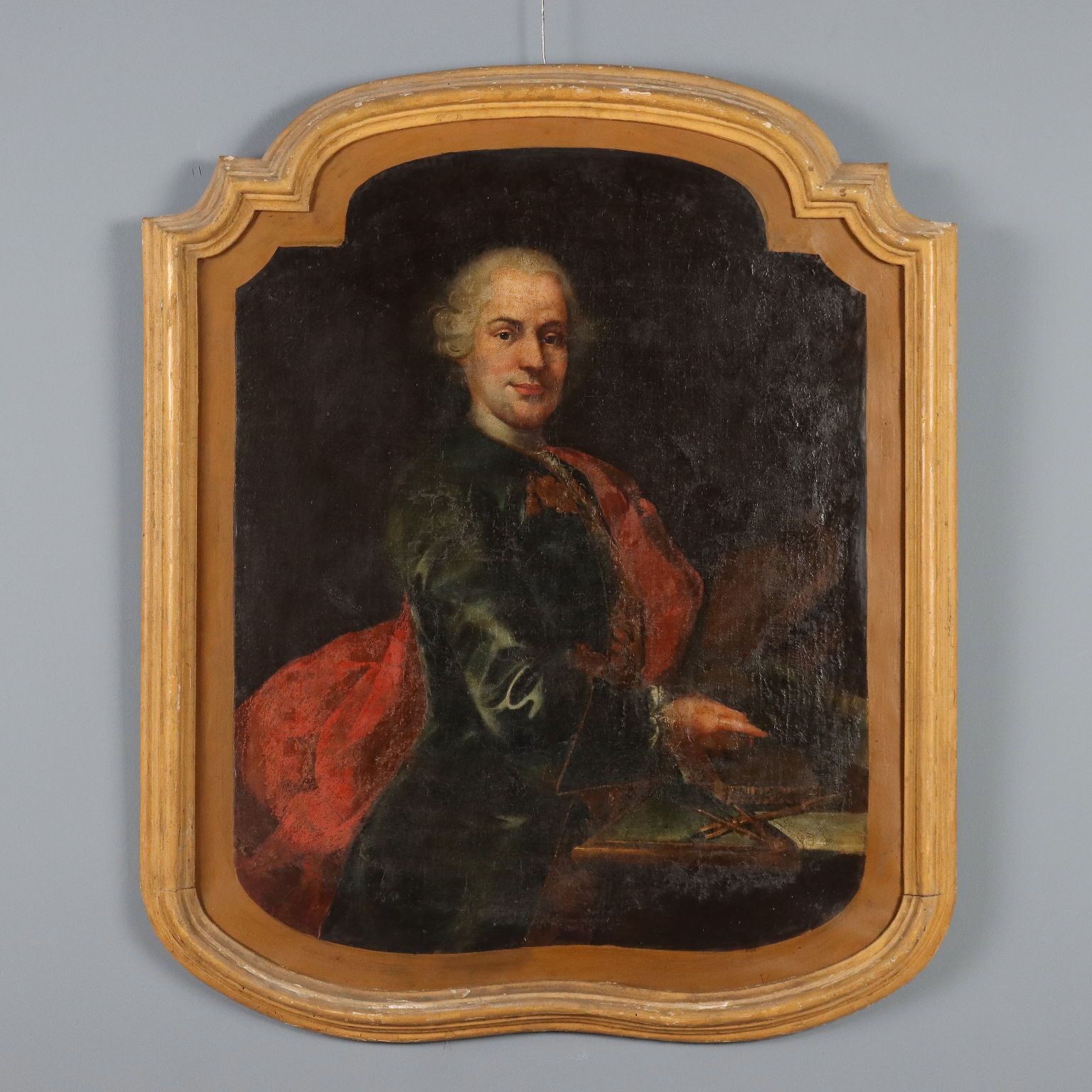 Tableau d'époque, portrait d'un gentilhomme, huile sur toile, XVIIIe siècle