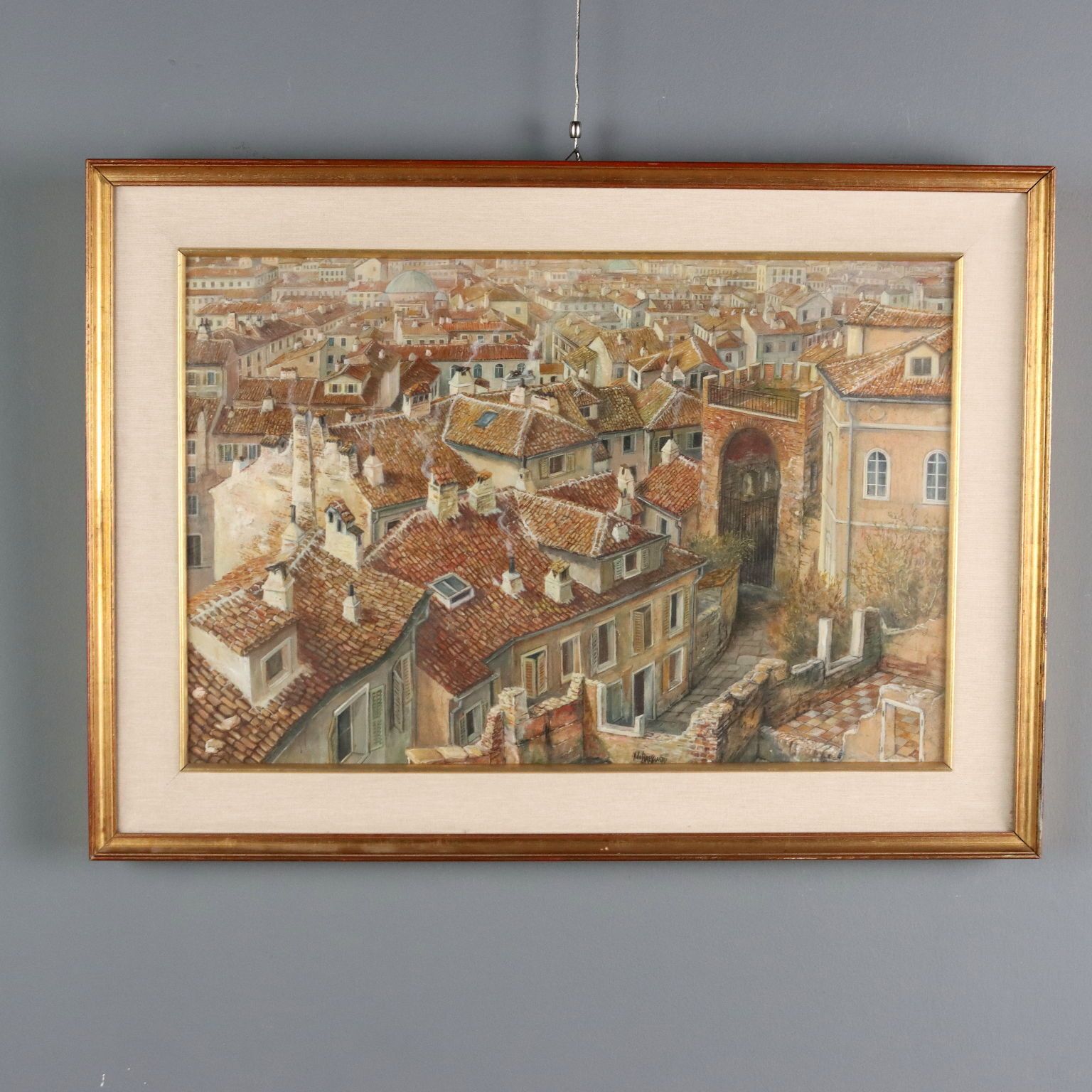 Modern Painting Signed Aldo Bressanuti City View XX Century