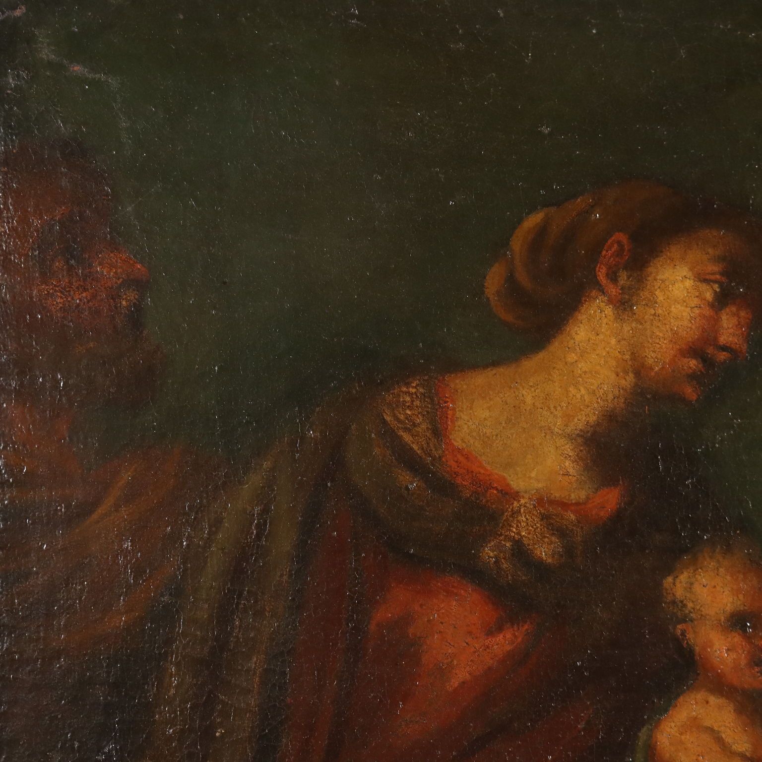 Antique Painting The Three Wise Men Oil On Canvas XVII XVIII Century photo vintage
