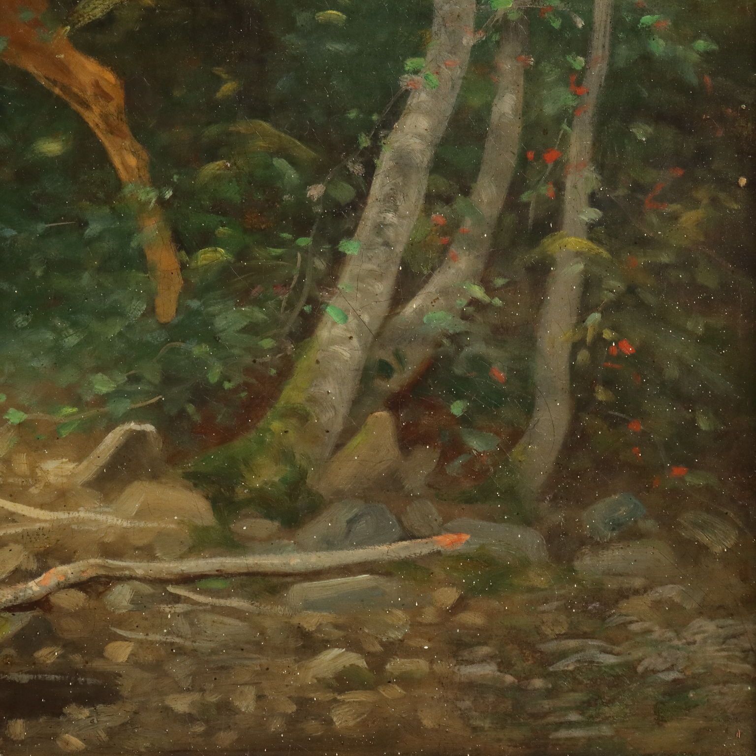 Antiek schilderij hert in het bos olieverf op doek Frankrijk 19e eeuw photo buy