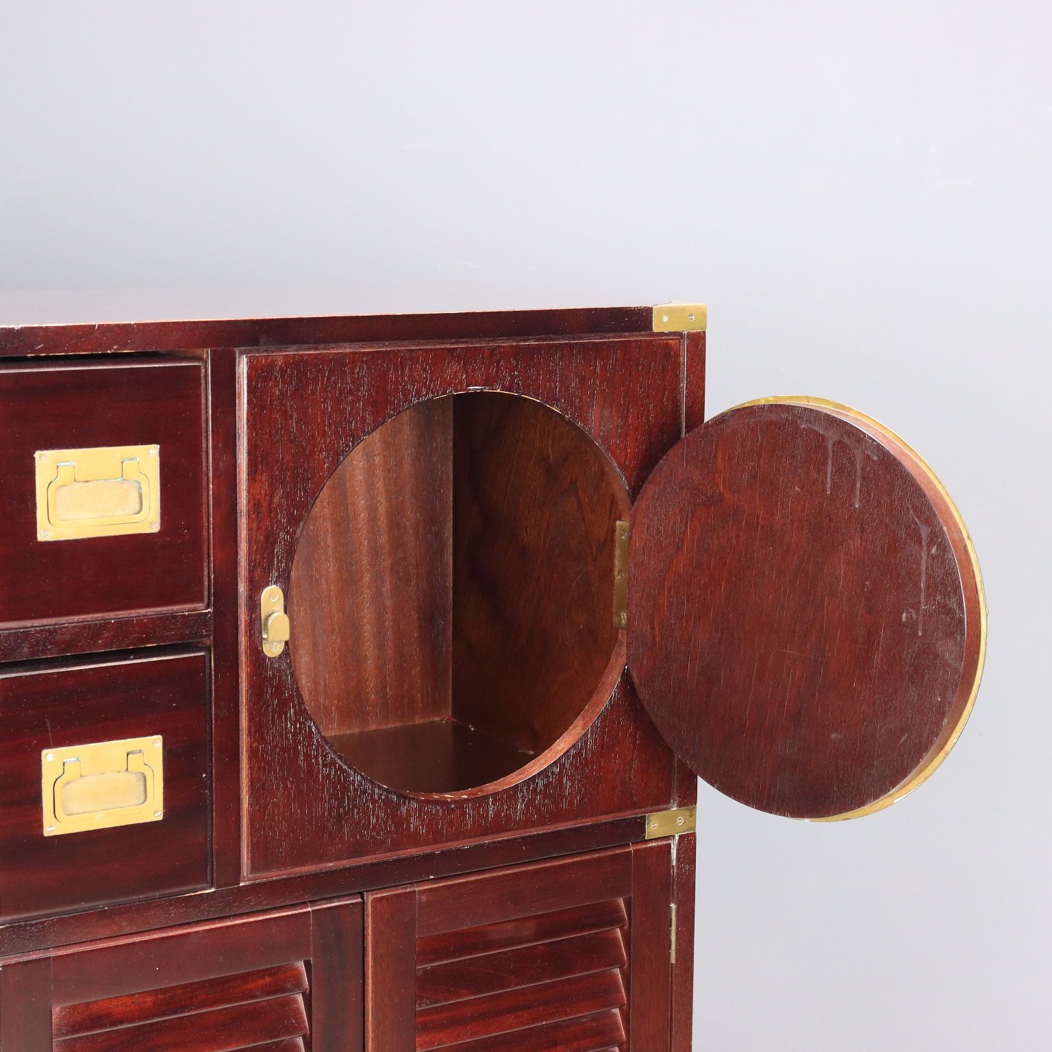 Antique Cupboard Navy Style Mahogany Veneer 2 Drawers XX Century photo vinterior