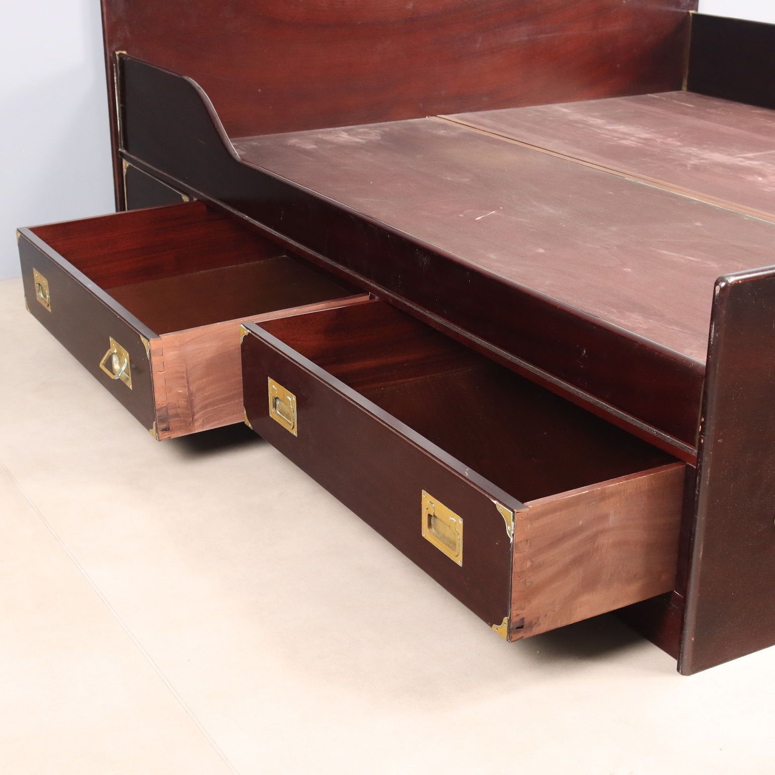 photo furniture Antique Double Bed Navy Style Mahogany Veneer XX Century