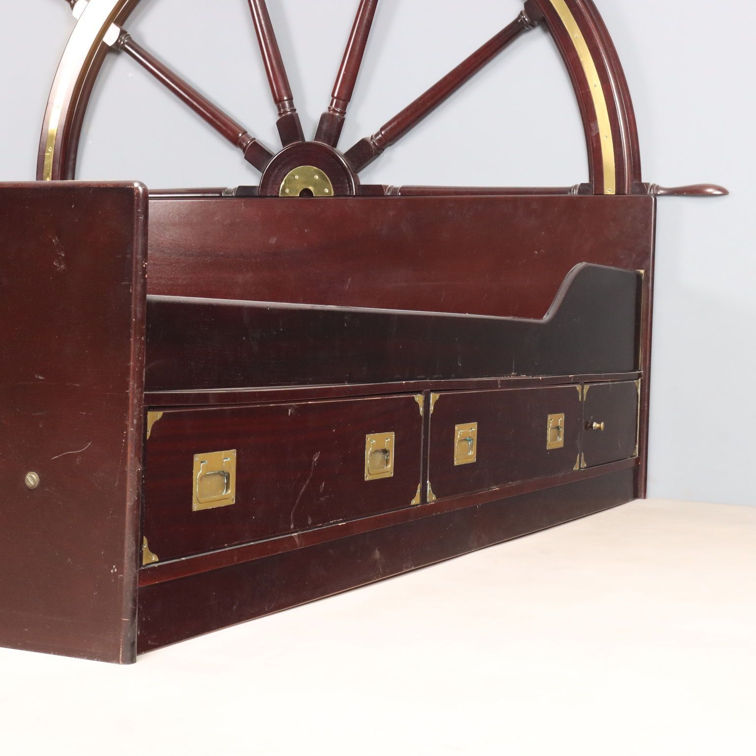 photo buy Antique Double Bed Navy Style Mahogany Veneer XX Century