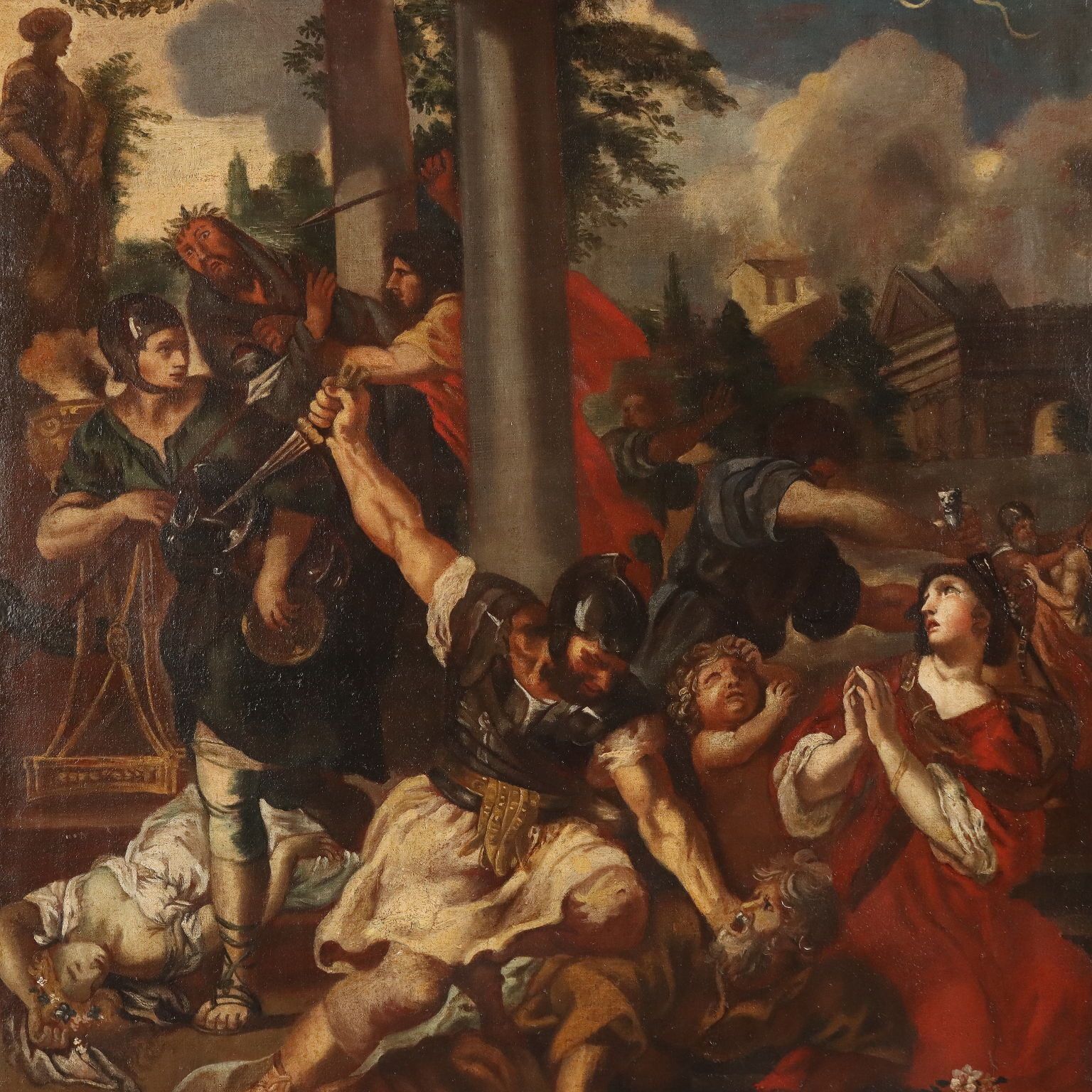 Antique Painting The Age Of Iron Disciple Of Pietro Da Cortona '600 photo for sale