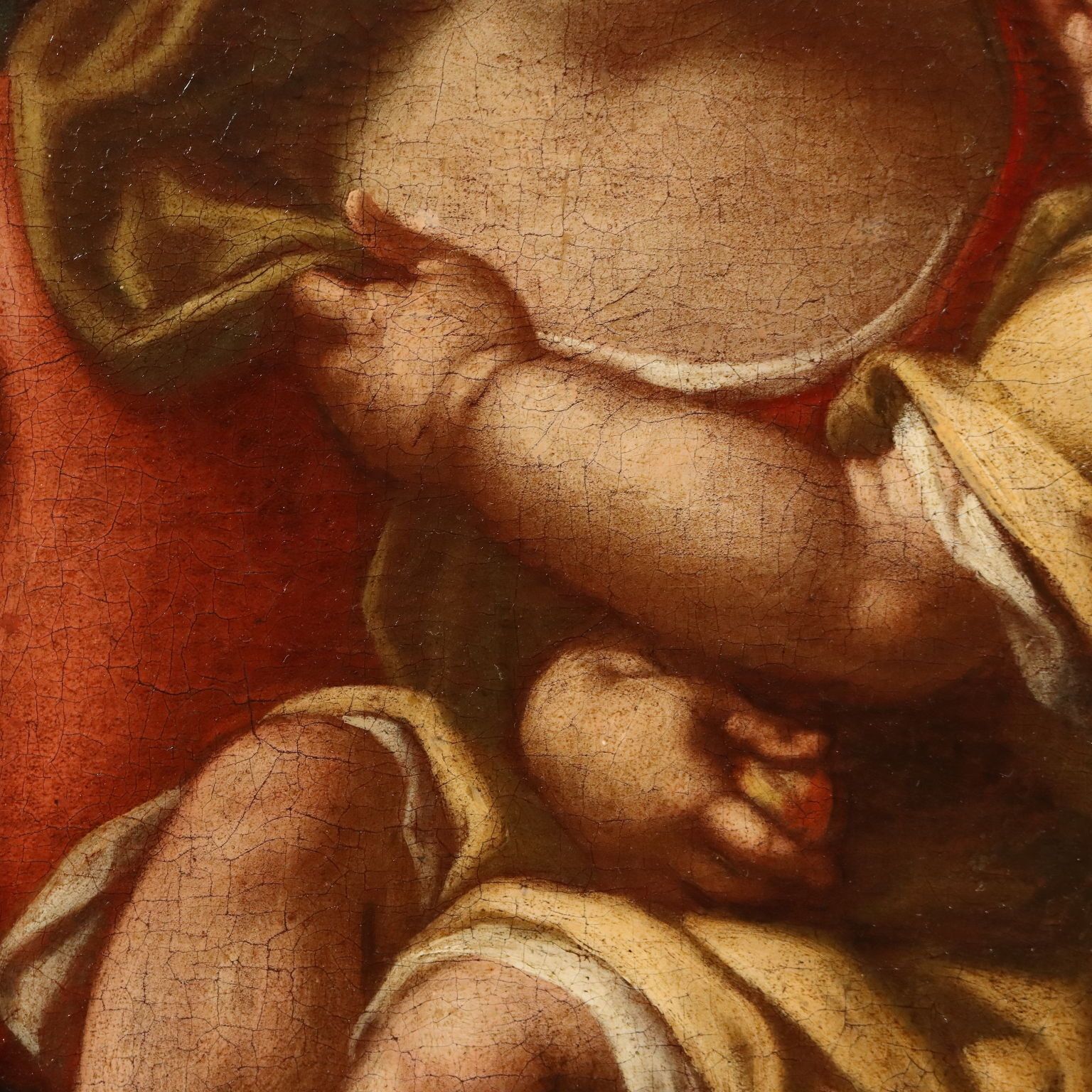Antique Painting Virgin Mary With Child Oil On Canvas XVII Century photo 2620.0