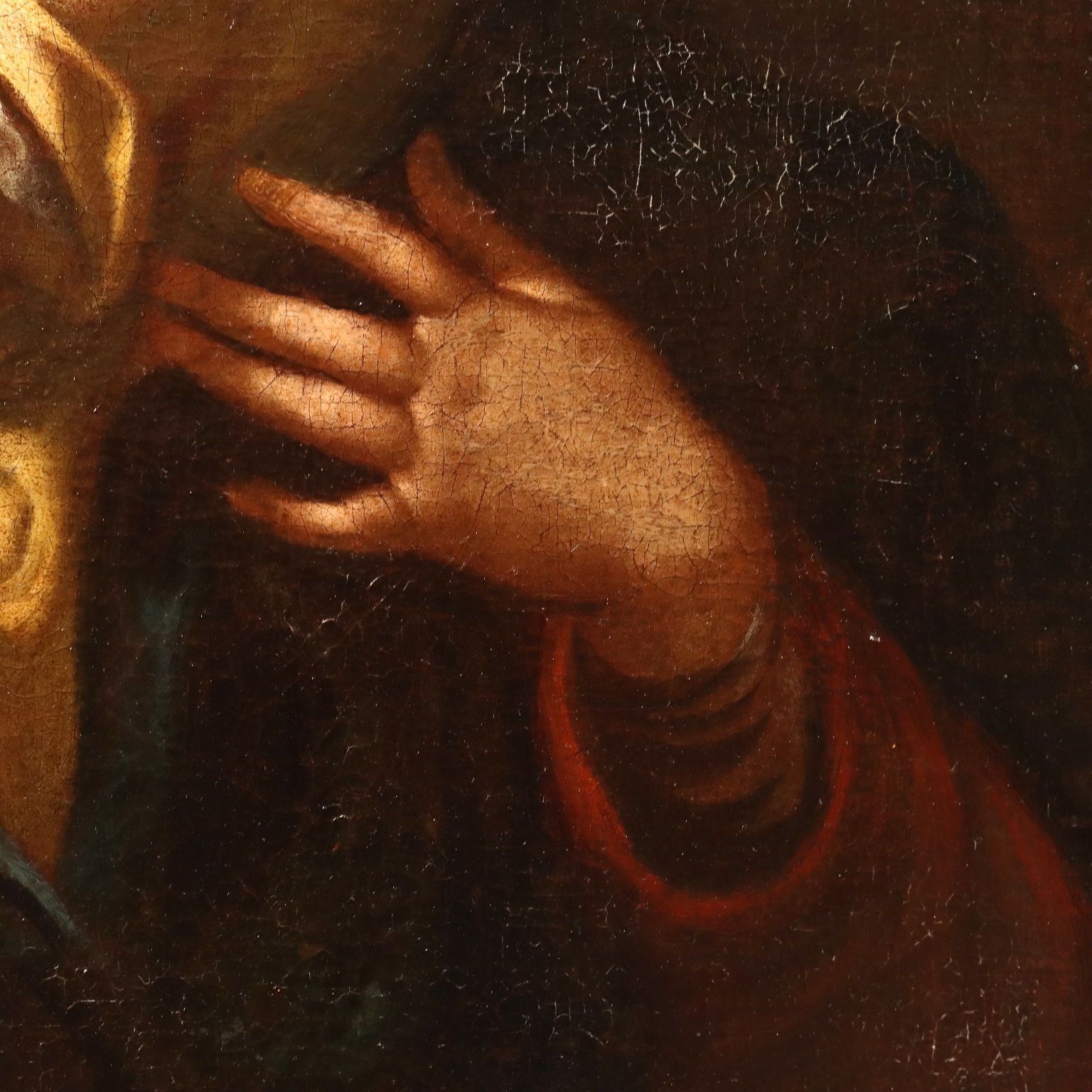 Antique Painting Virgin Mary With Child Oil On Canvas XVII Century photo buy