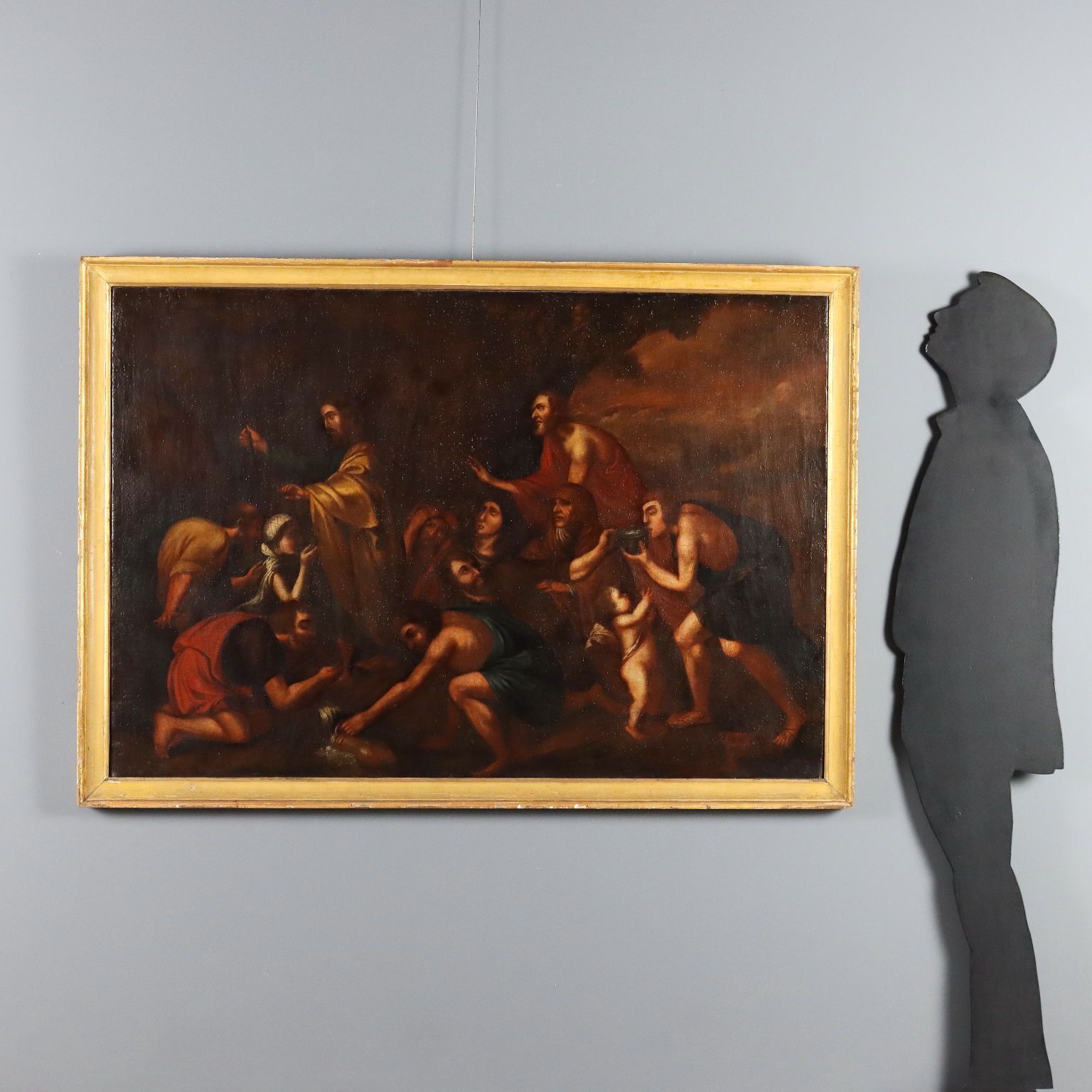 Tableau d'époque, Moïse faisant jaillir l'eau du rocher, XVIIe siècle photo furniture