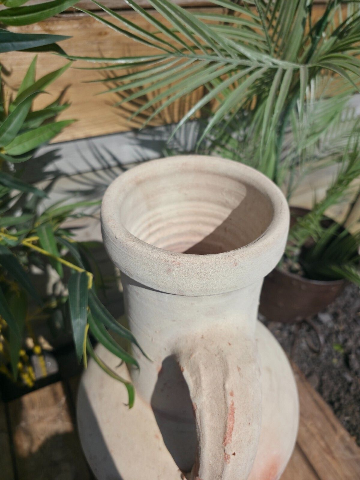 photo furniture Large Rustic Mediterranean Terracotta Greek Roman Amphora Urn On Stand