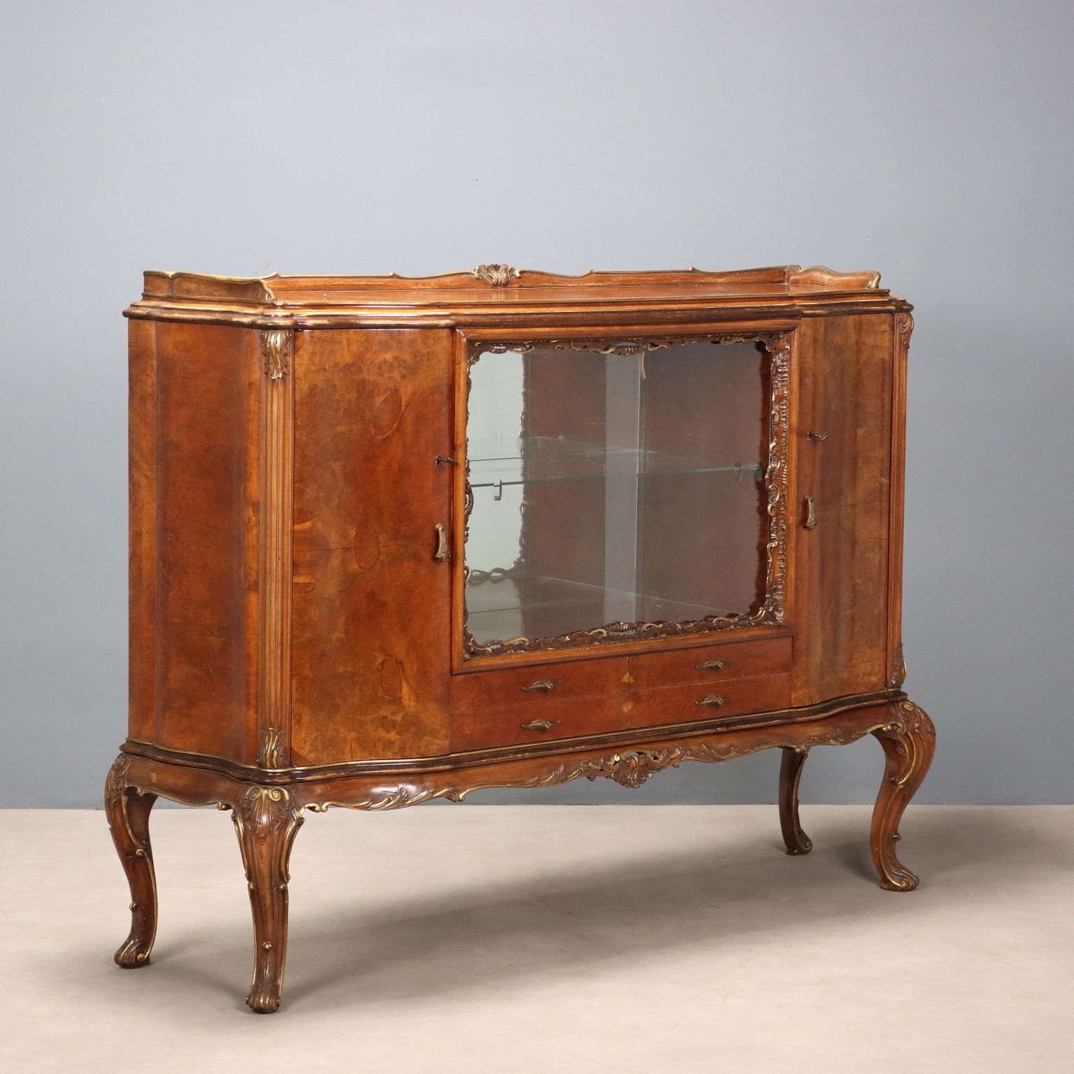 Antique Cupboard Chippendale Style Walnut Italy XX Century