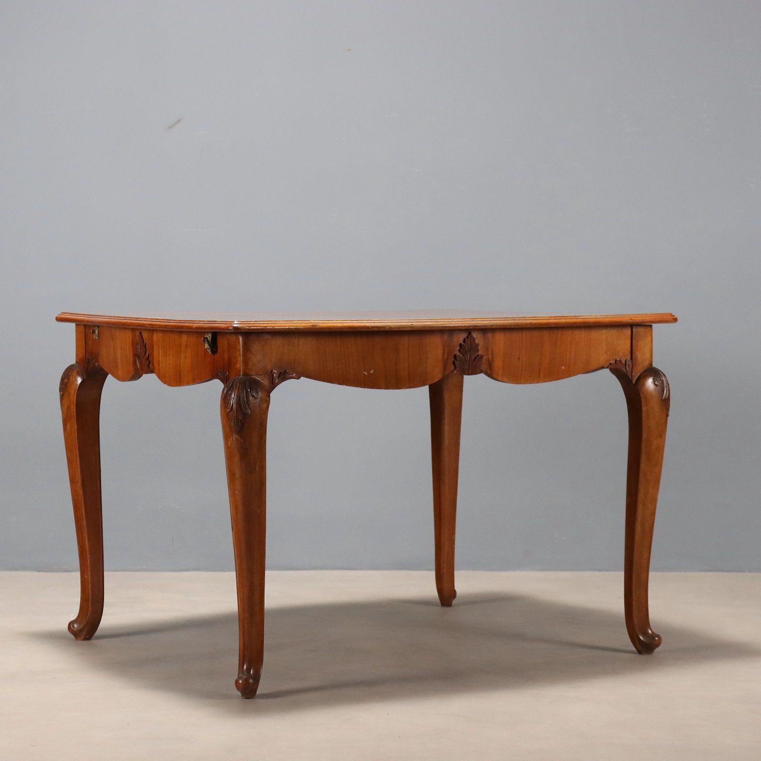 photo for sale Antique Table Walnut Leafy Carving Shaped Feet Italy XX Century