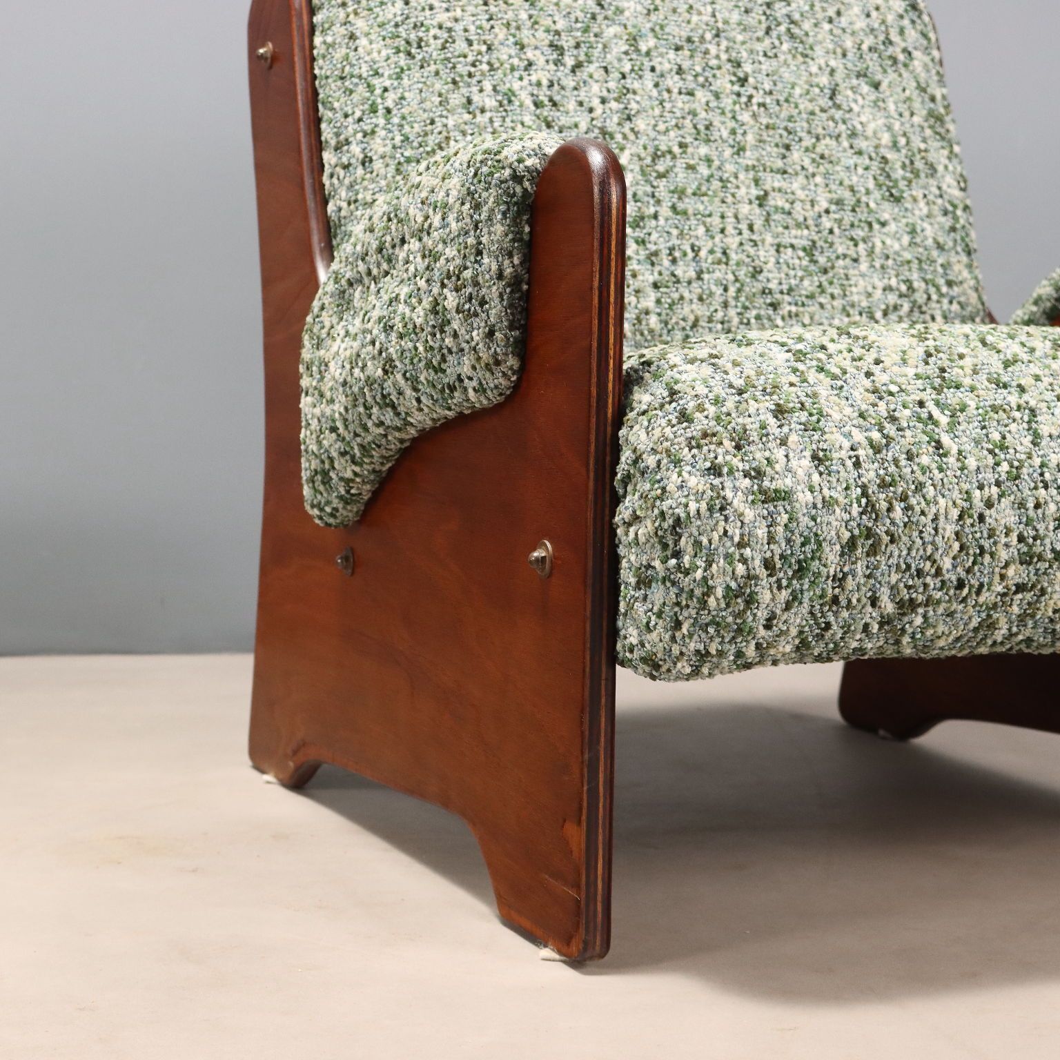 Fauteuils vintage en bois et tissu, design italien, années 1960 photo vintage