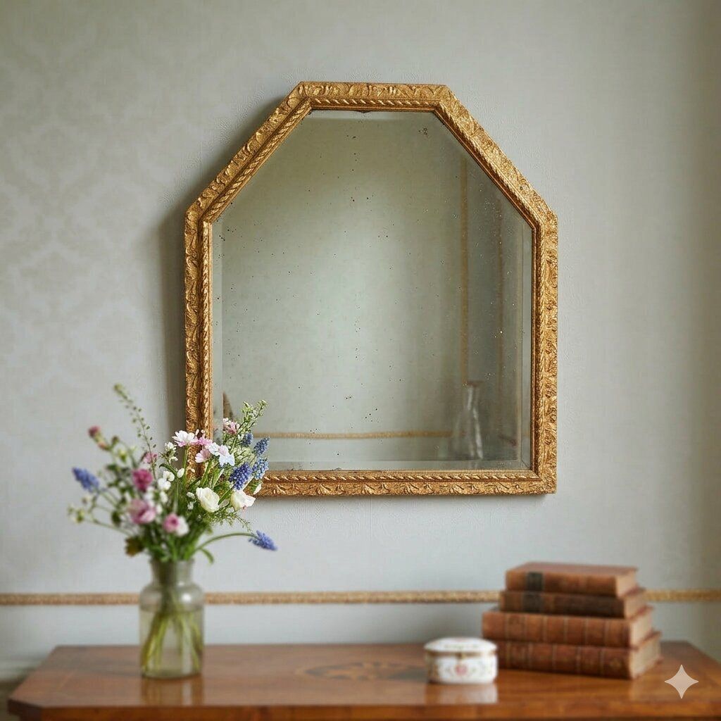 Miroir en bois et pastiglia dorés et sculptés photo furniture