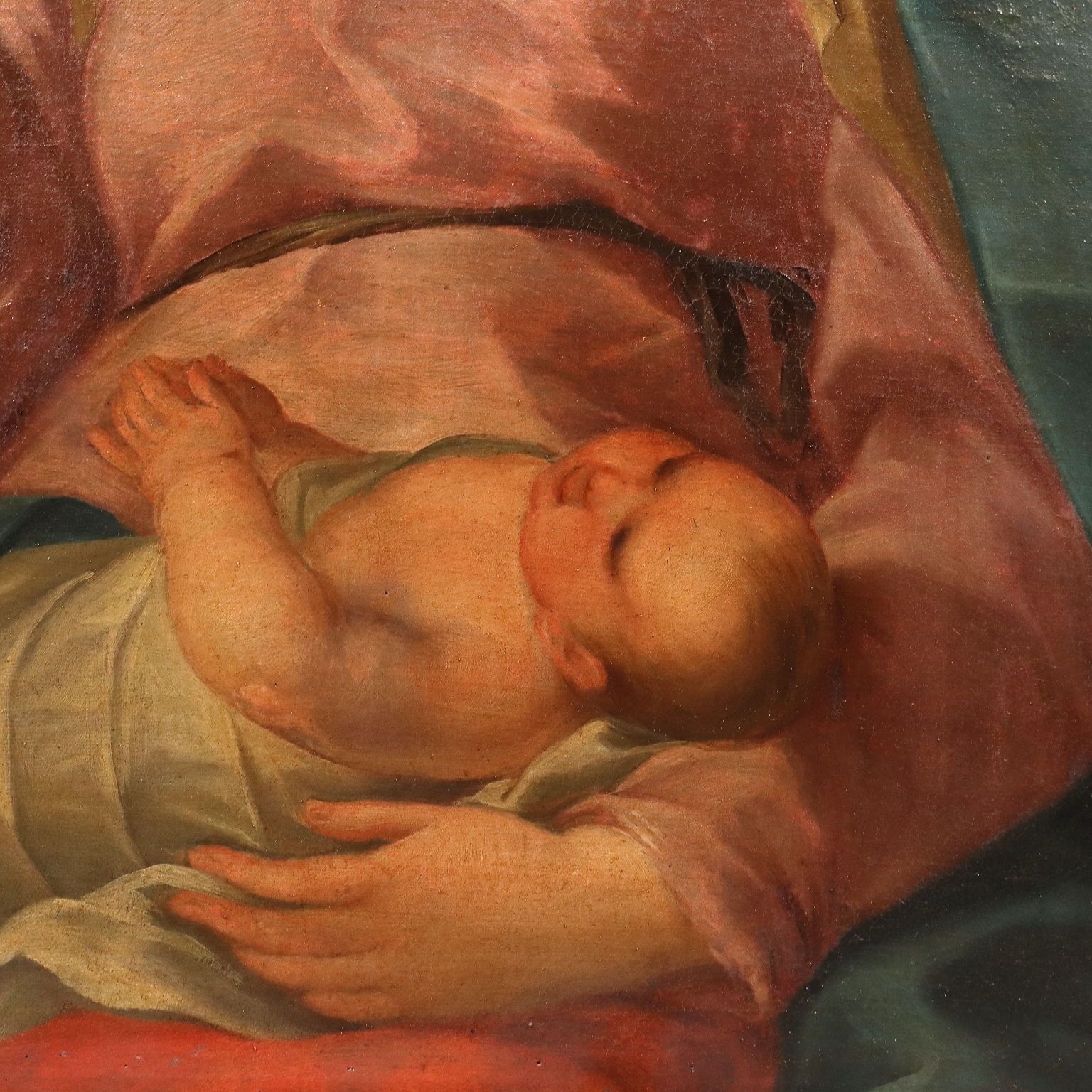 Antique Painting The Holy Family Oil On Canvas Italy XVIII Century photo vinterior