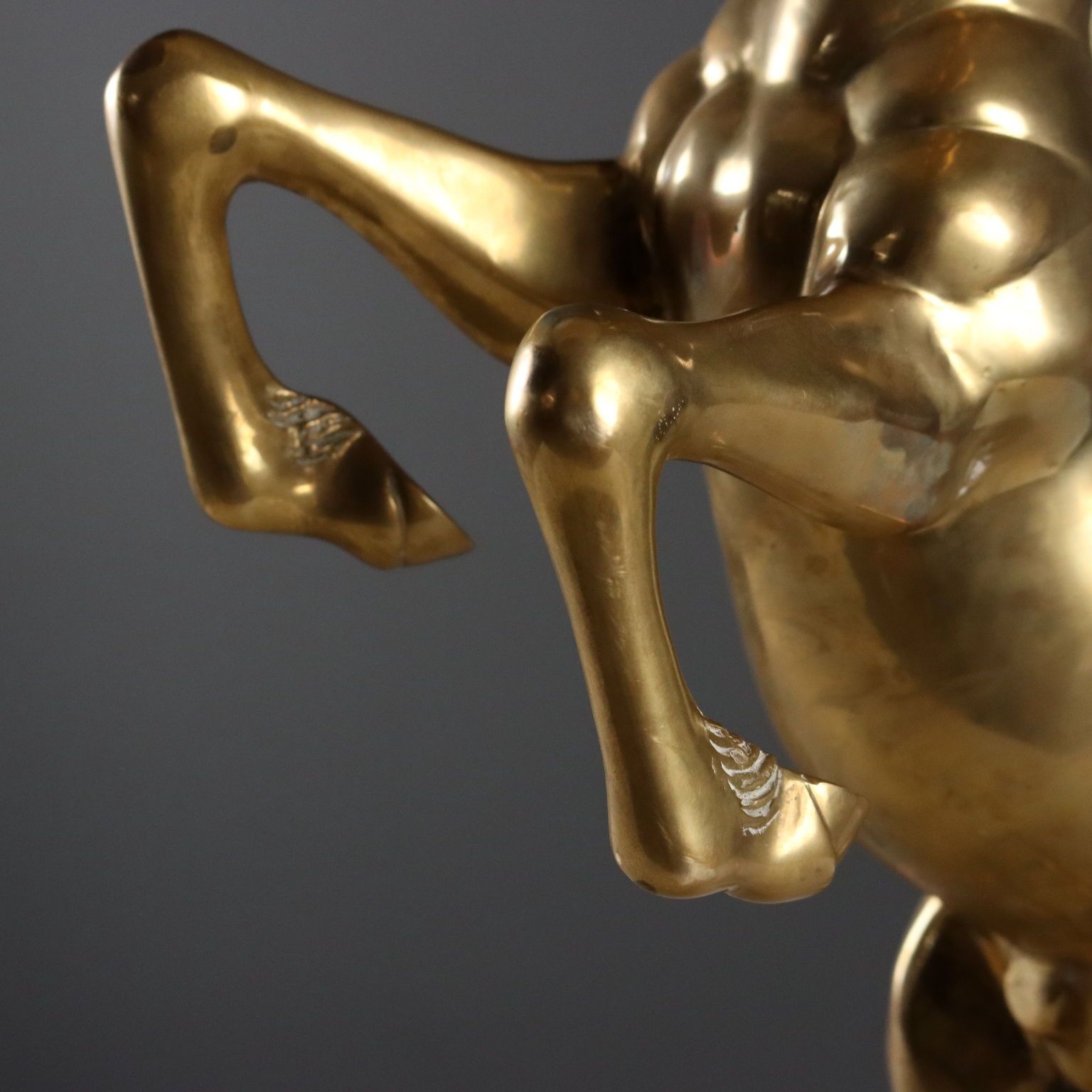 Modern Sculpture Gilded Bronze Prancing Horse Italy 1970s 1980s photo Home Decor