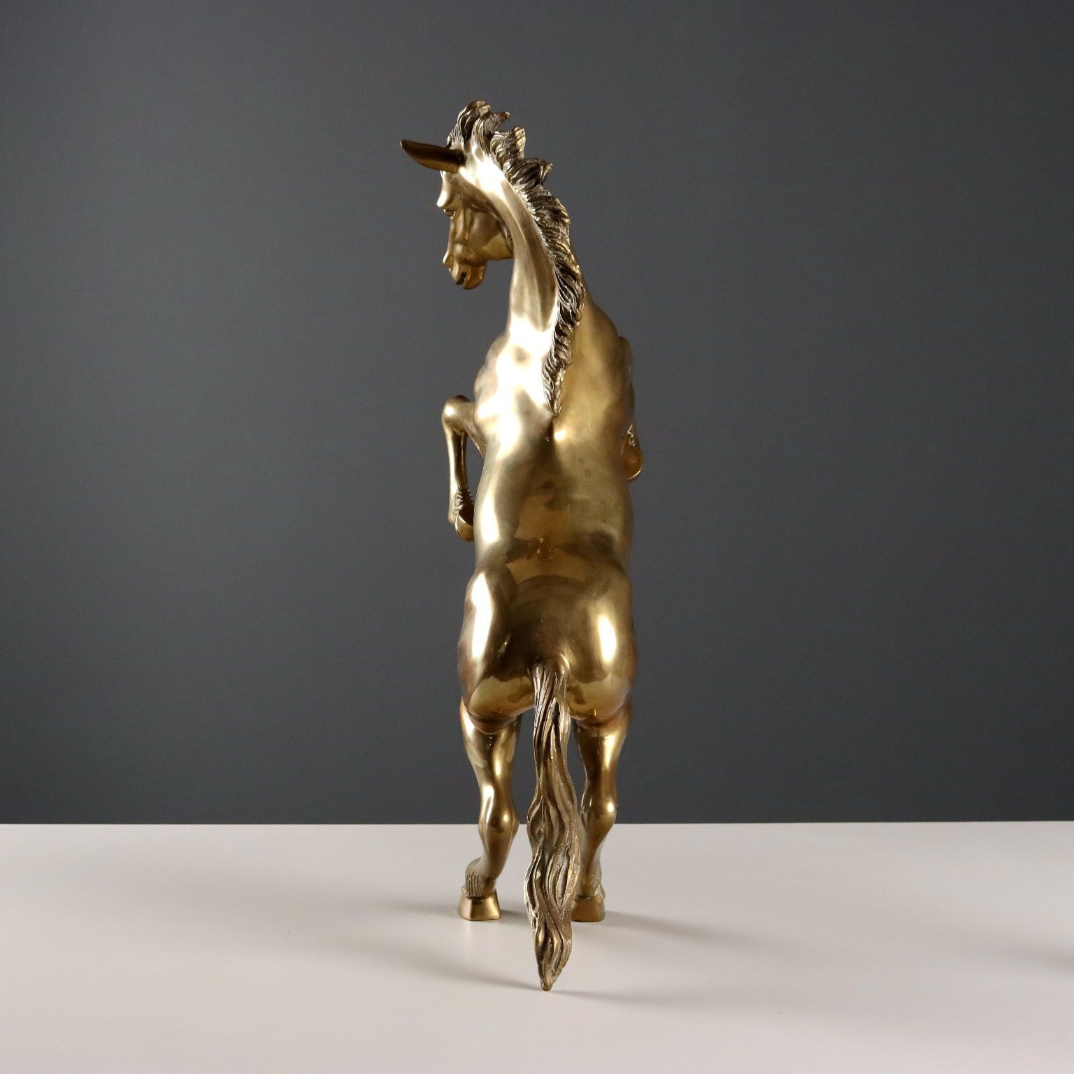 Modern Sculpture Gilded Bronze Prancing Horse Italy 1970s 1980s photo buy