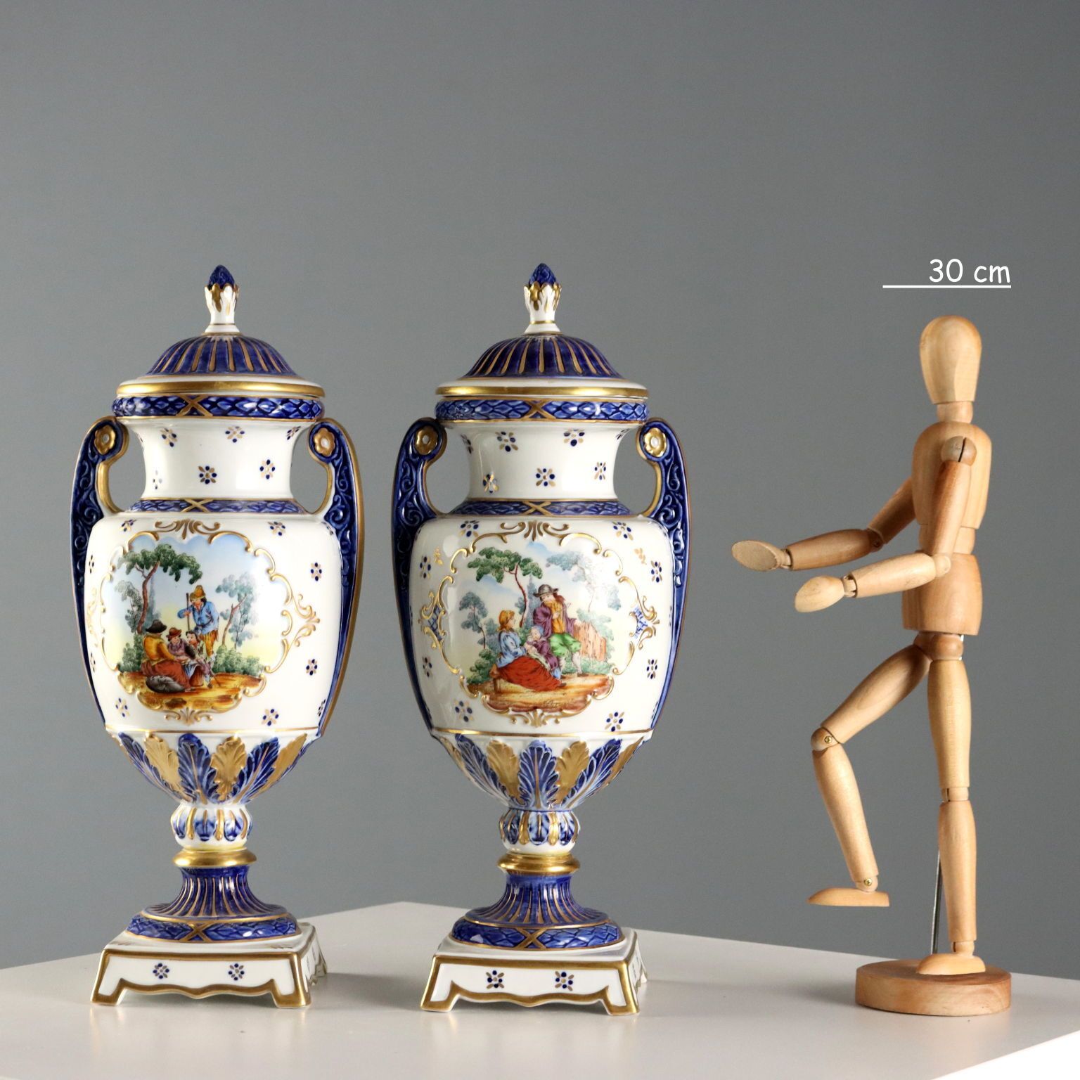 Vintage Vases Sèvres Porcelain Decorations France XX Century photo furniture