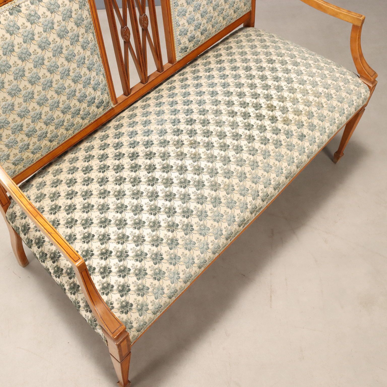 Victorian Sofa Mahogany Fabric United Kingdom XIX Century photo vintage
