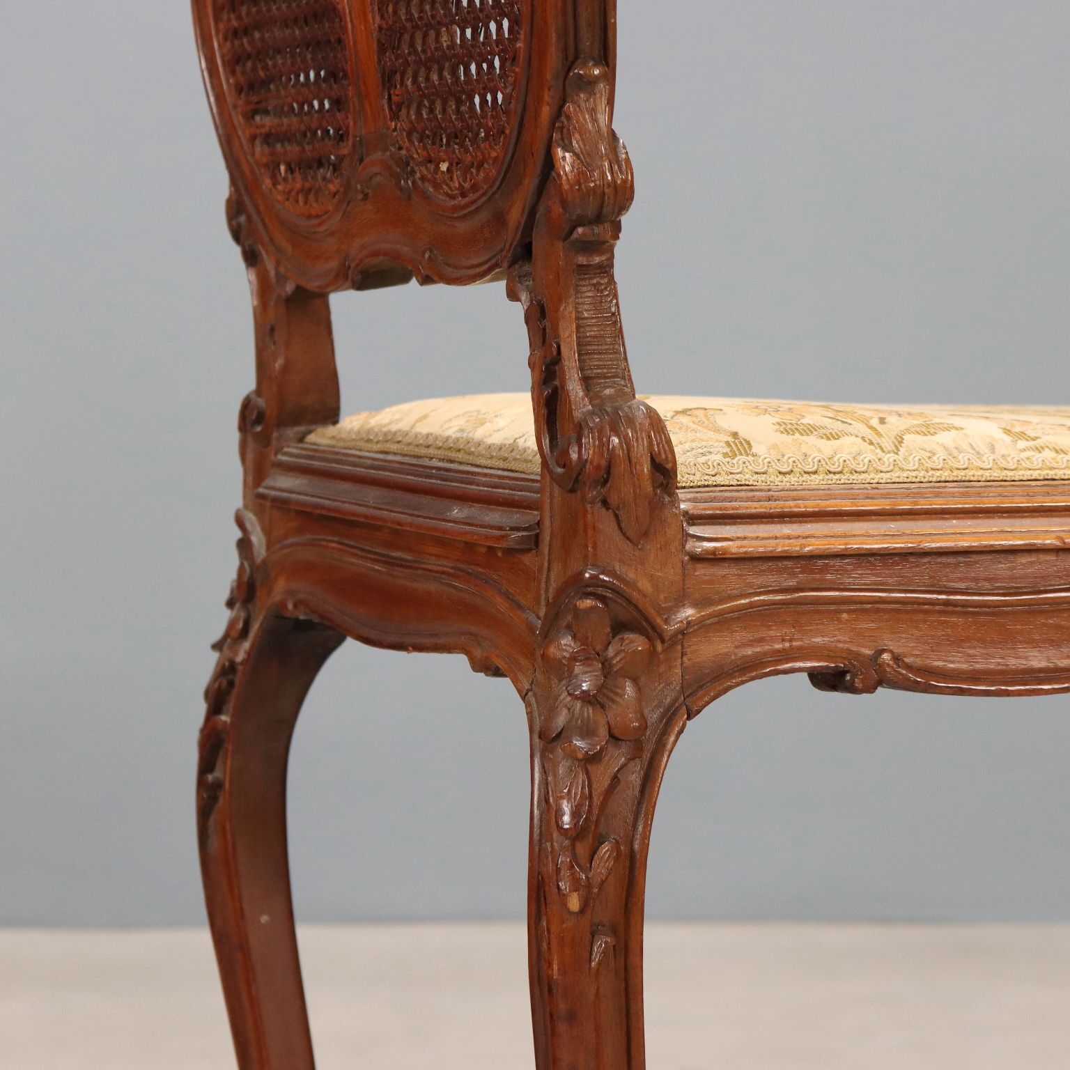 Bench Baroque Style Walnut Fabric Italy XIX Century photo buy
