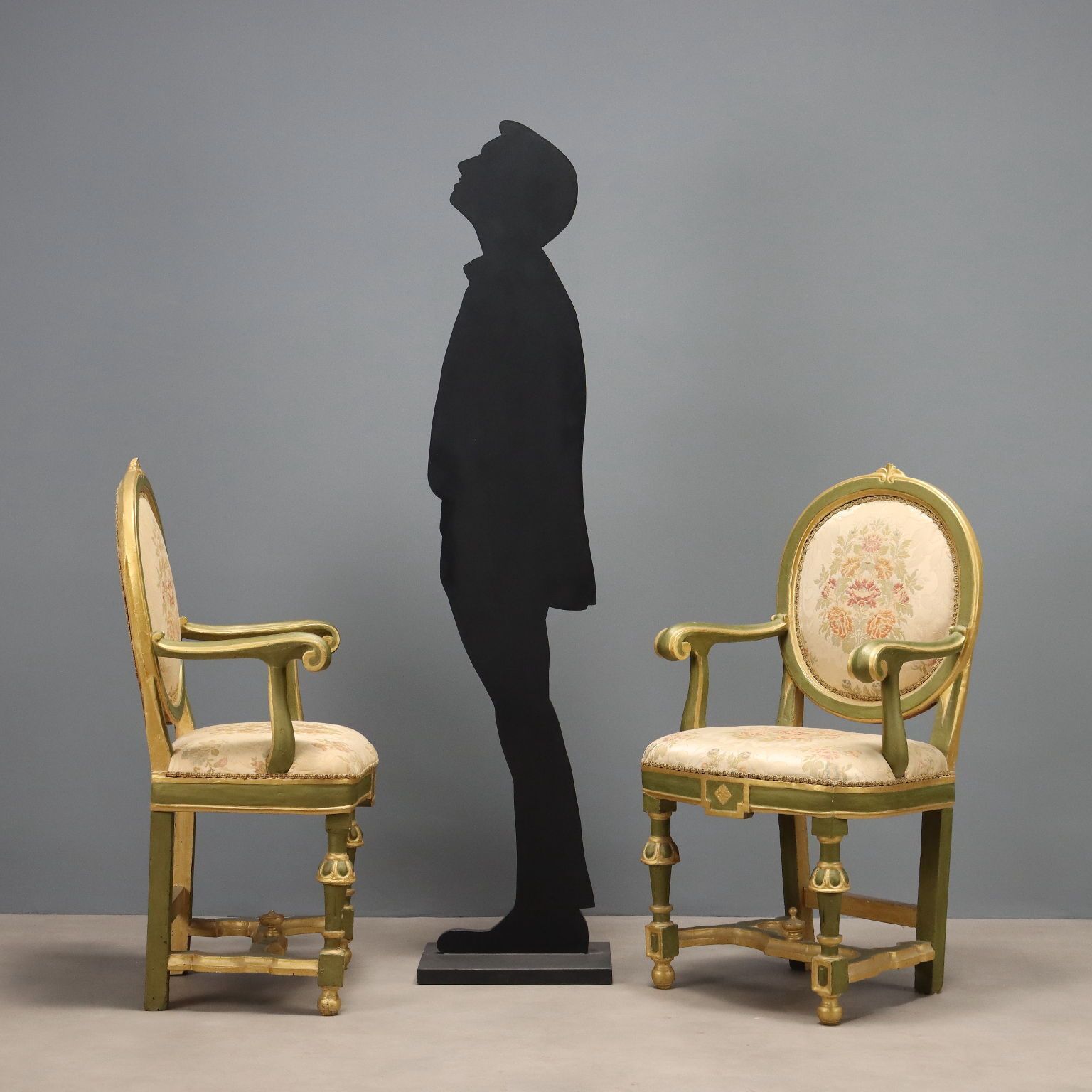 Baroque Armchairs Lacquered Gilded Wood Italy XVIII Century photo for sale