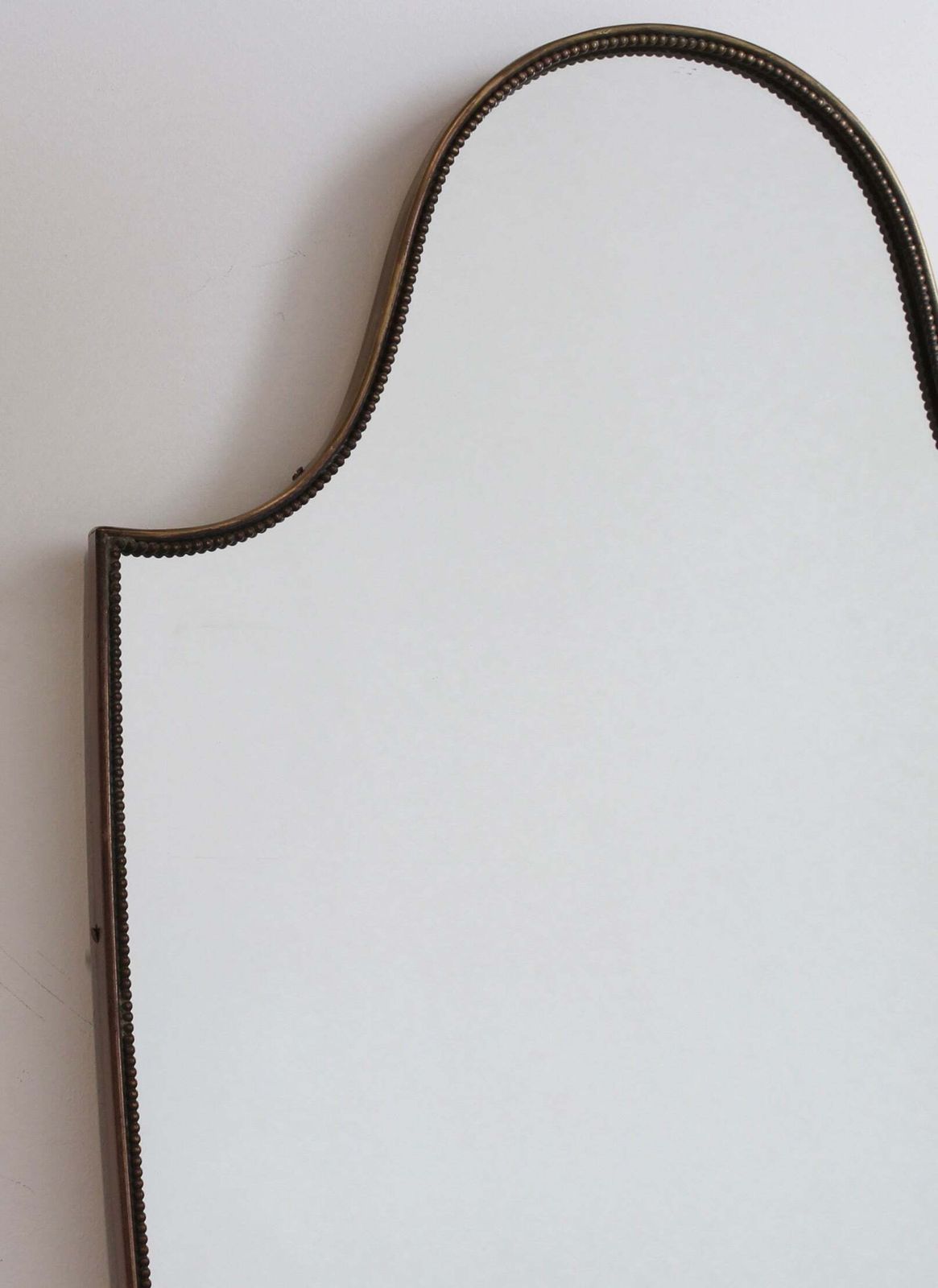 Mid Century Italian Wall Mirror With Brass Frame And Beading (Circa 1960s) photo furniture