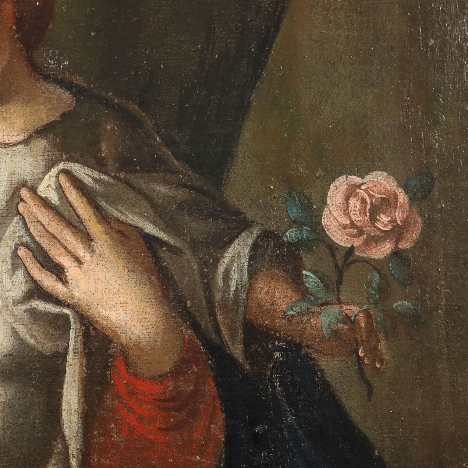 Antique Painting Virgin Mary And Child Oil On Canvas XVII Century photo 1370.0