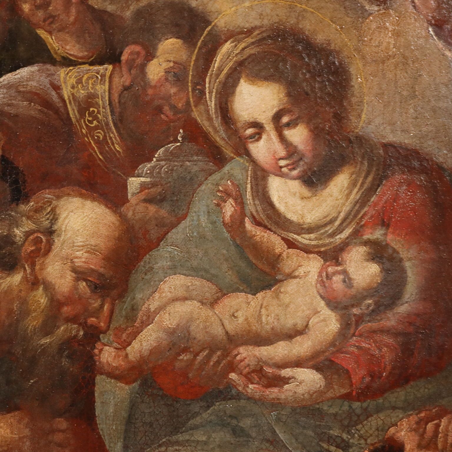 Antique Painting The Adoration Of The 3 Wise Men XVII Century photo Art