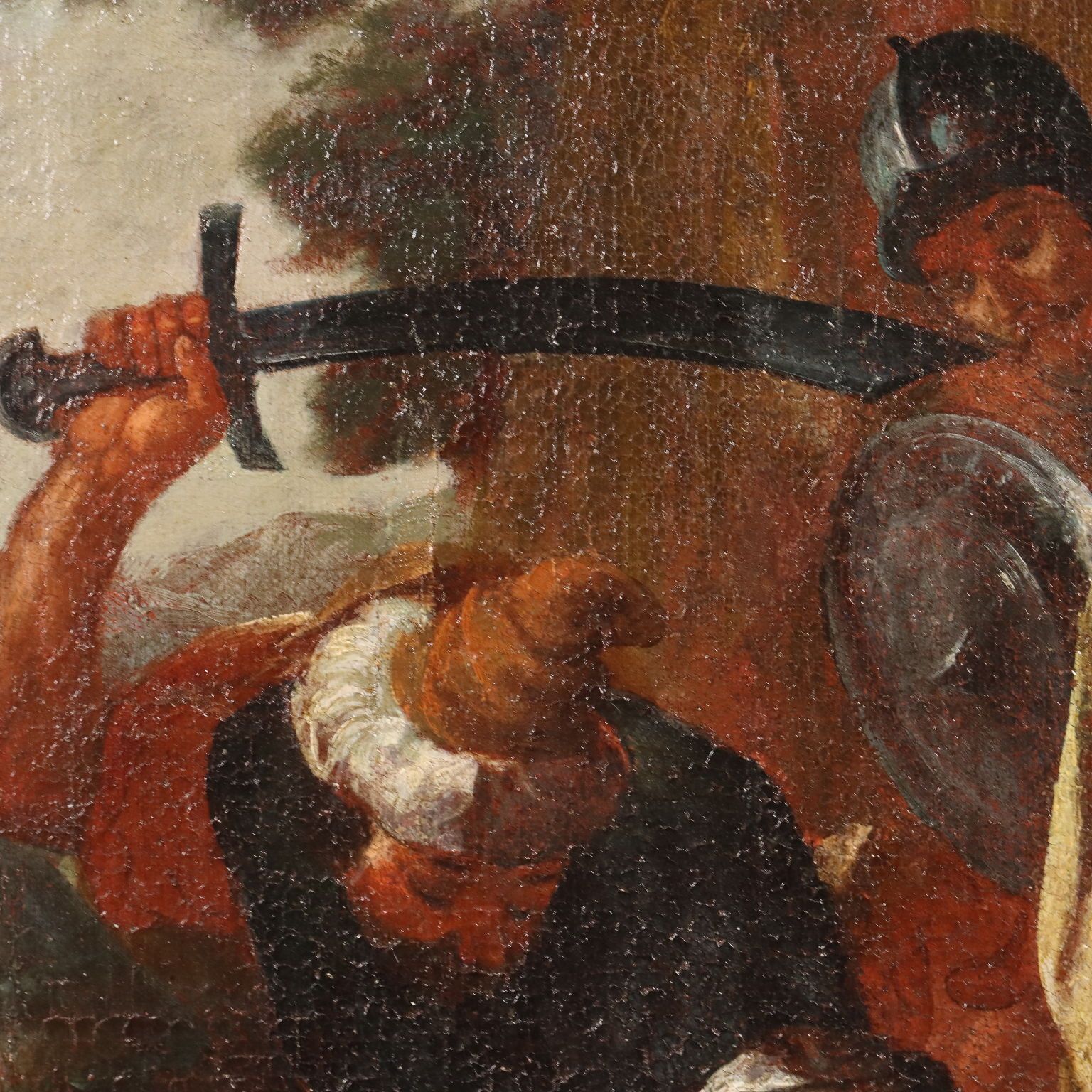 Tableau d'époque, huile sur toile « Une demande de clémence », XVIIe siècle photo vintage