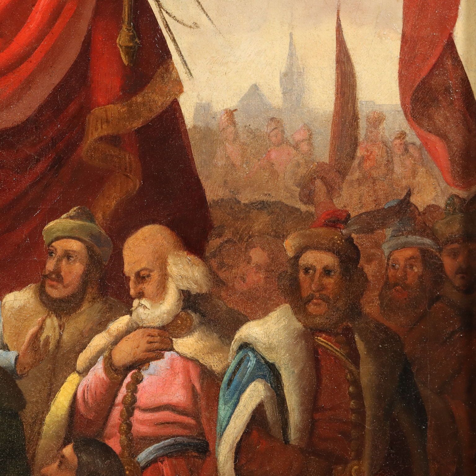 Antiek schilderij, historisch onderwerp, olieverf op doek, Europa, 19e eeuw photo vinterior