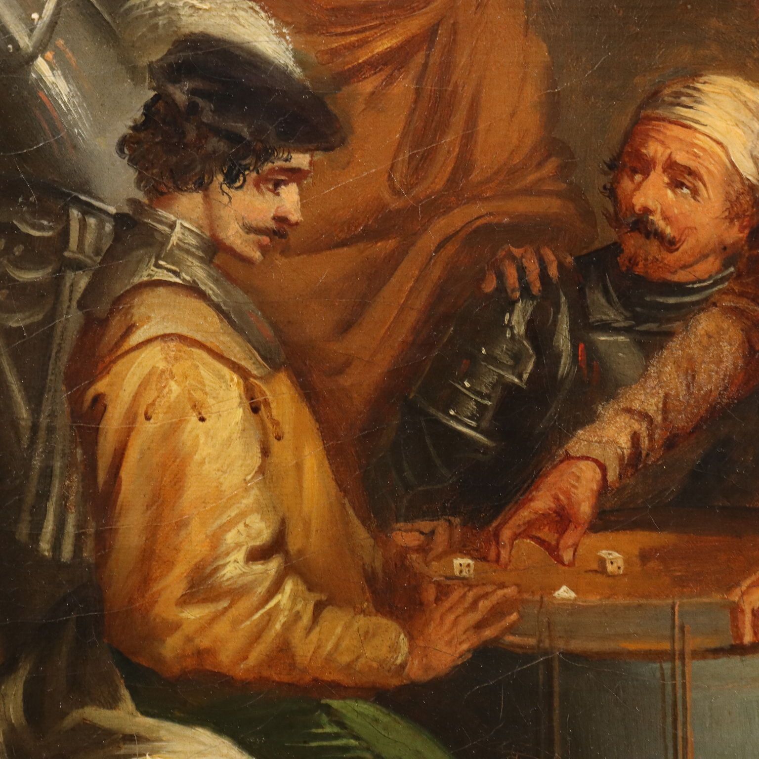 Antique Painting The Dice Players Oil On Canvas Europe XIX XX Century photo 870.0