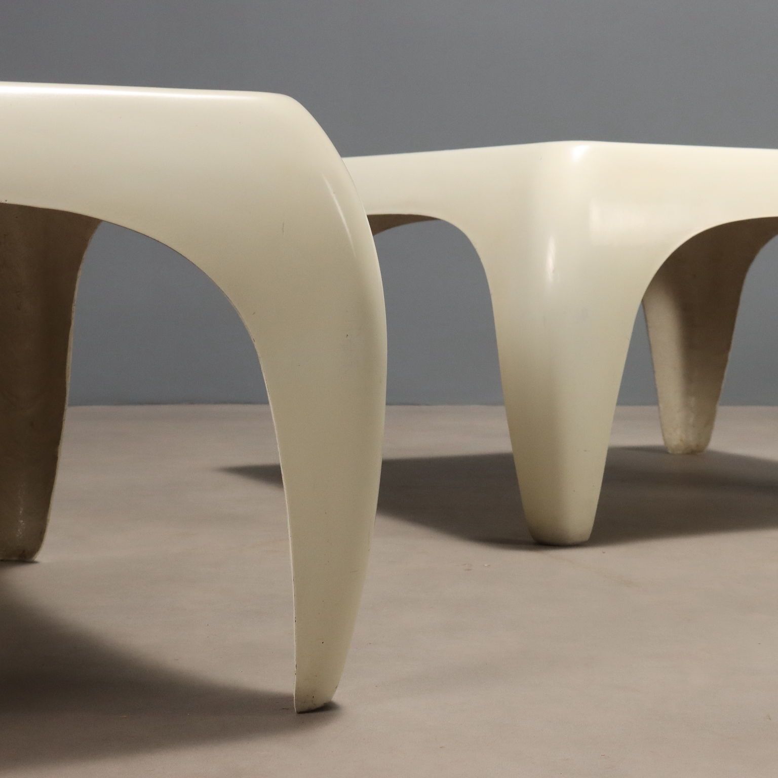 Vintage Space Age Coffee Tables White Fiberglass Design 1960s photo Furniture