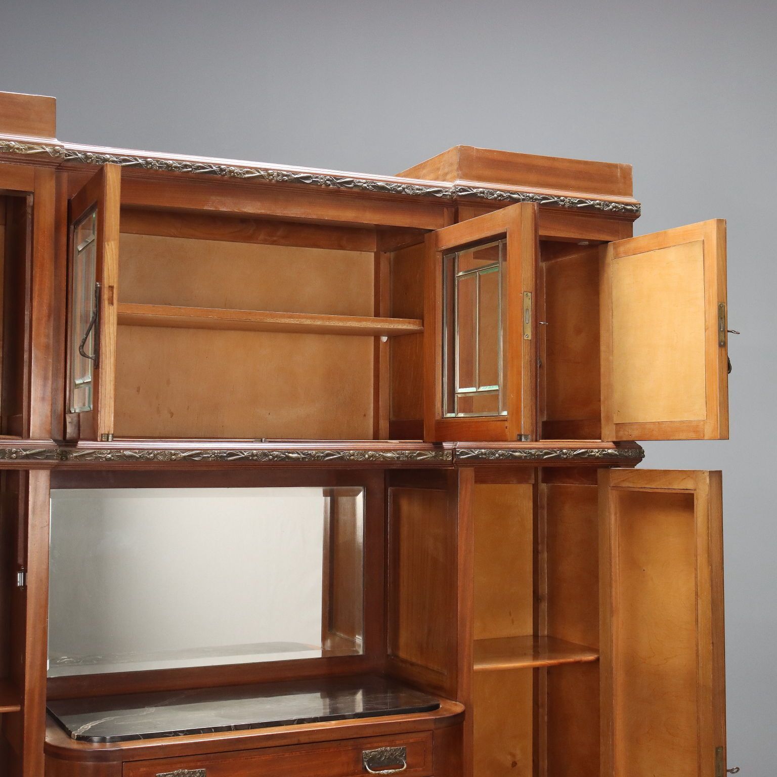 Cupboard Art Nouveau Mahogany Marble Italy XX Century photo Furniture