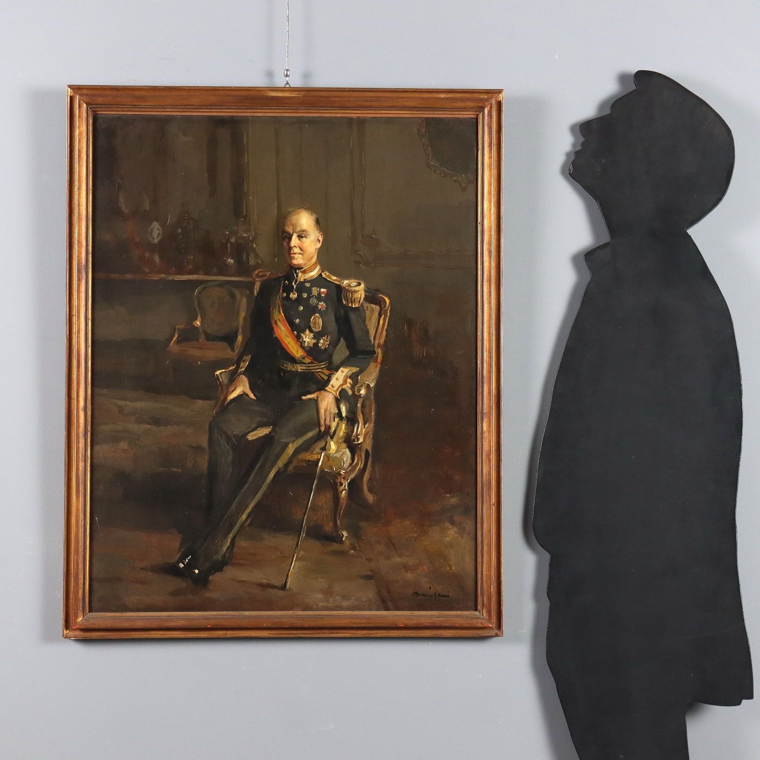Modern Painting Signed Giuseppe Amisani Portrait Of An Officer '900 photo furniture