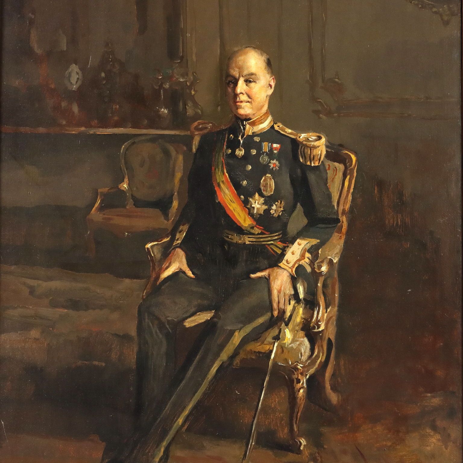 Modern Painting Signed Giuseppe Amisani Portrait Of An Officer '900 photo for sale
