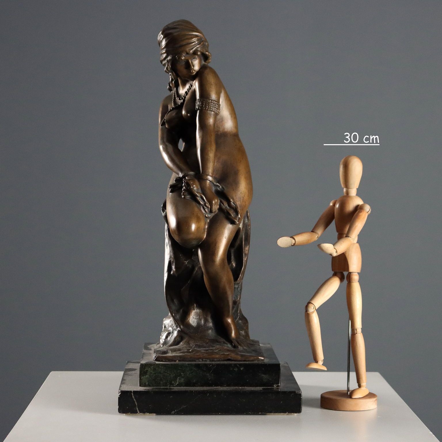 Modern Sculpture Slave Bronze Marble Base Italy Mid XX Century photo furniture