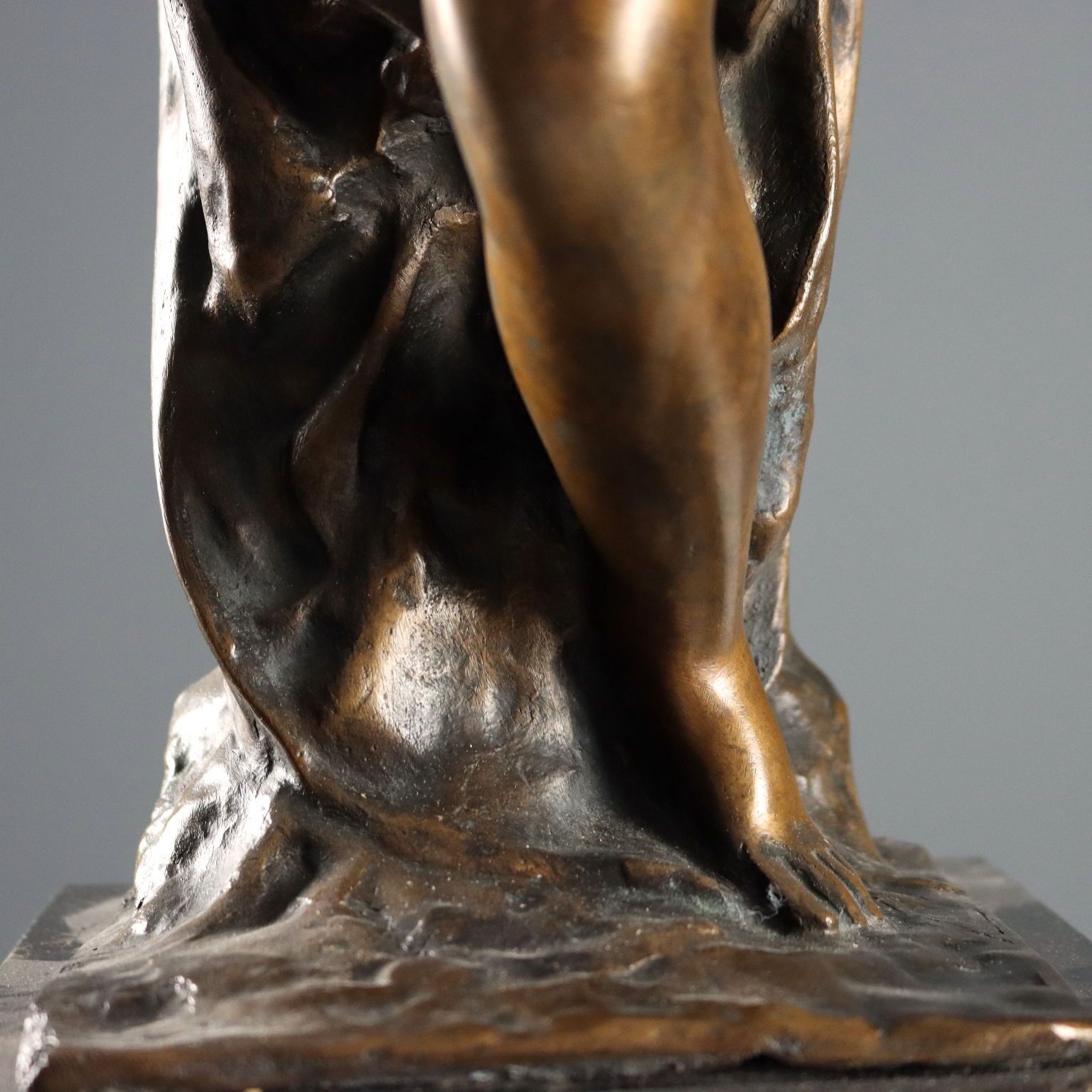 Modern Sculpture Slave Bronze Marble Base Italy Mid XX Century photo vinterior