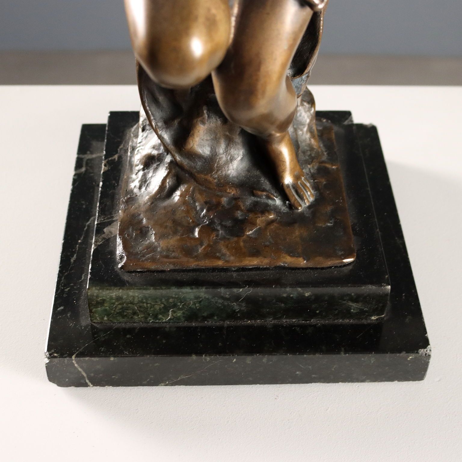 Modern Sculpture Slave Bronze Marble Base Italy Mid XX Century photo buy
