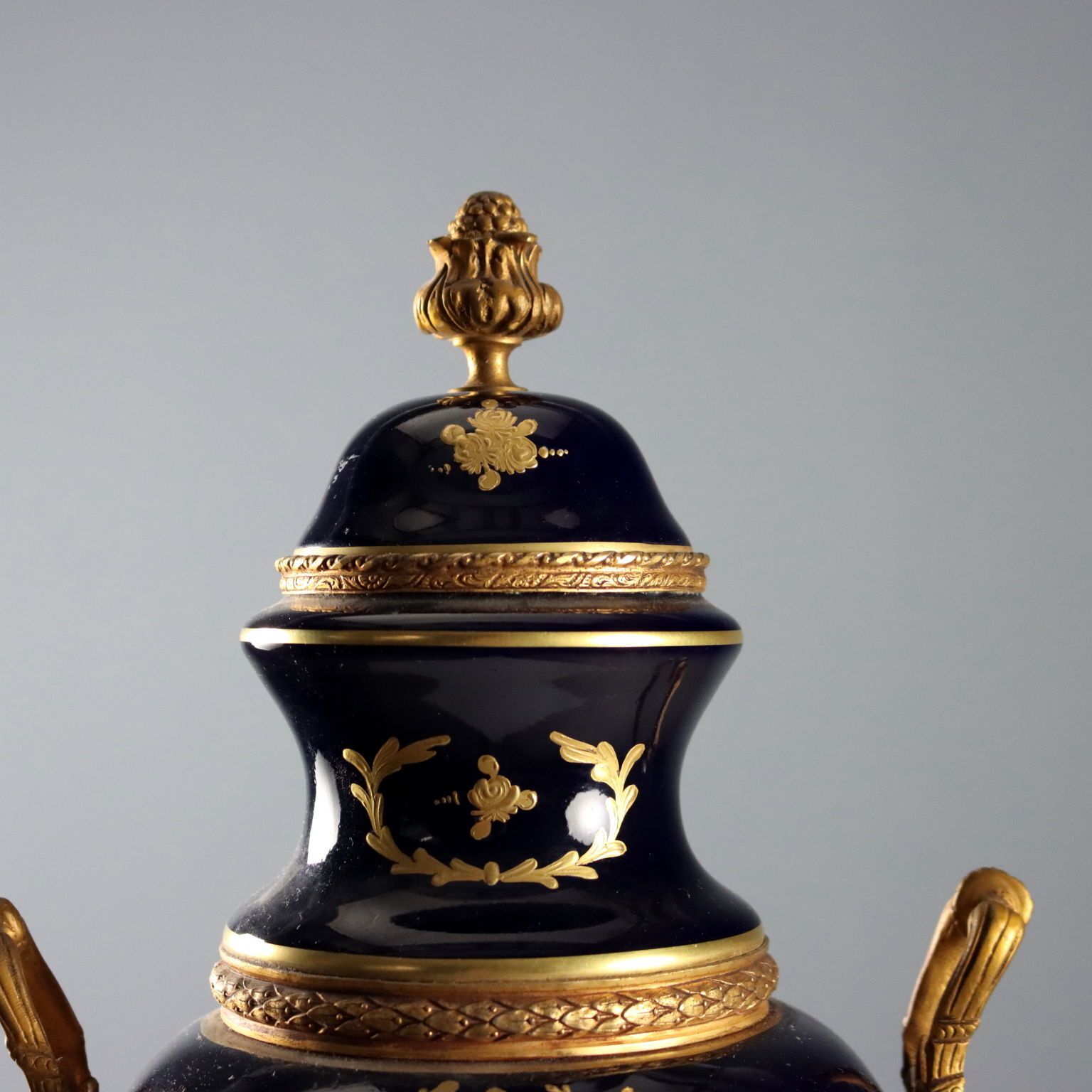 Antique Sèvres Porcelain Vase Gold Decorations France XX Century photo for sale