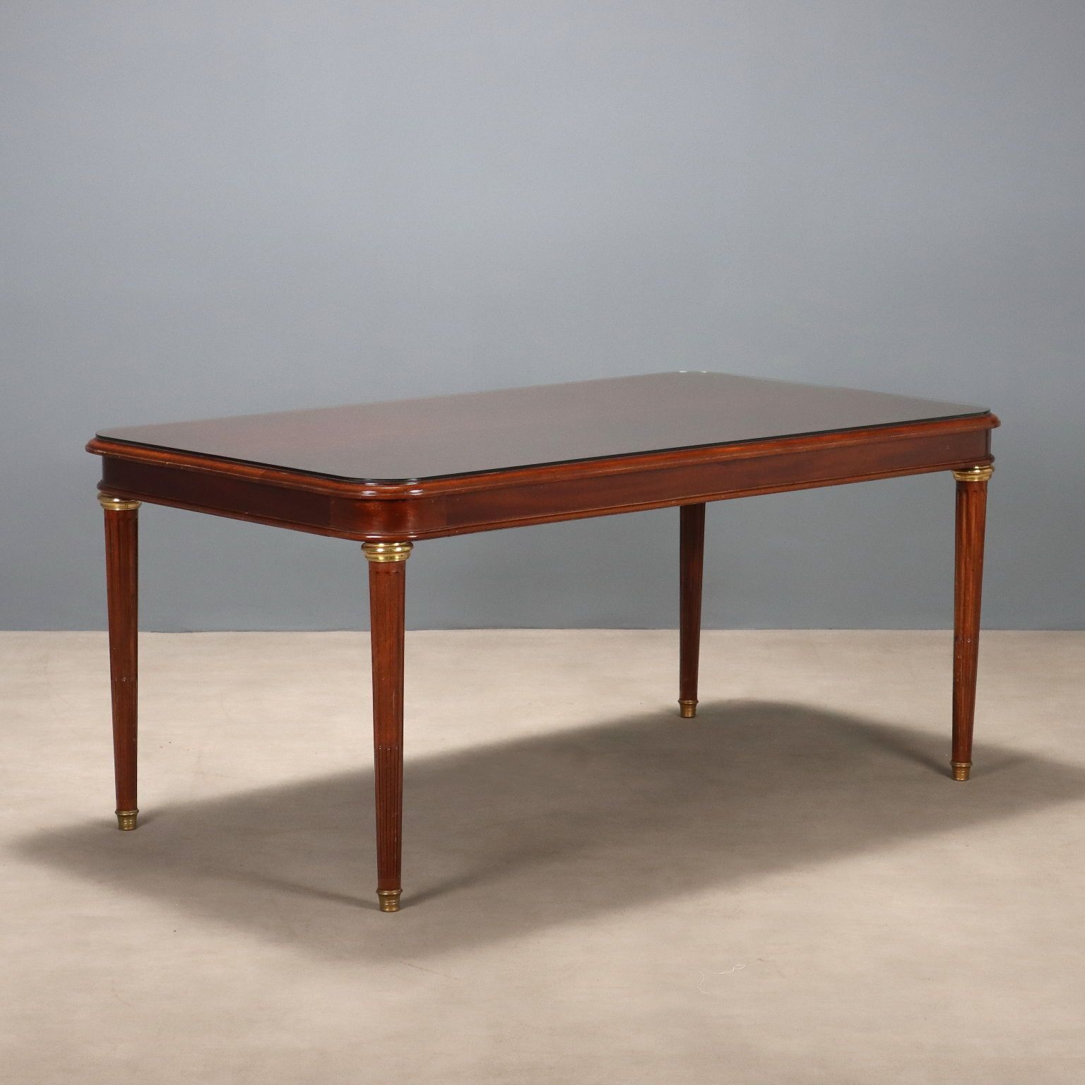 Antique Table Mahogany Gilded Bronze Glass United Kingdom '900