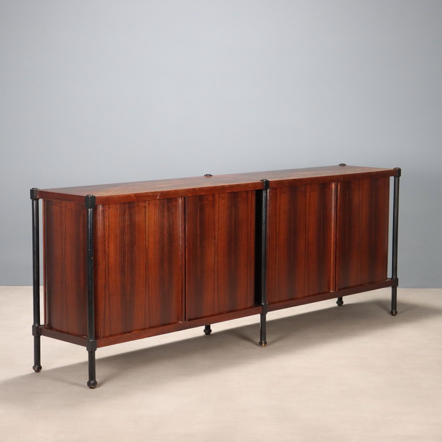 Vintage Cupboard Exotic Wood Veneer Design Italy 1960s