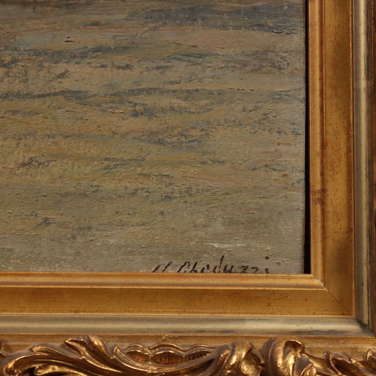 Modern schilderij gesigneerd Ugo Gheduzzi, dorpsgezicht, 20e eeuw photo buy