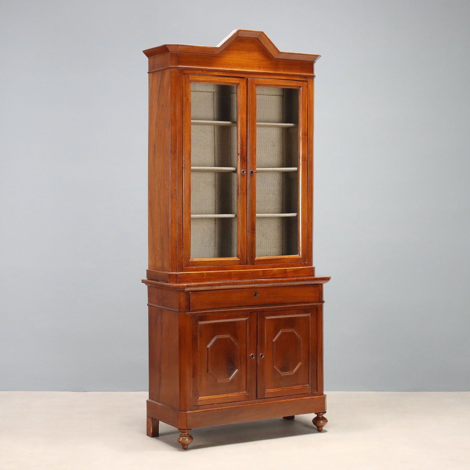 Antique Cupboard Umbertino Walnut Poplar Italy XIX Century