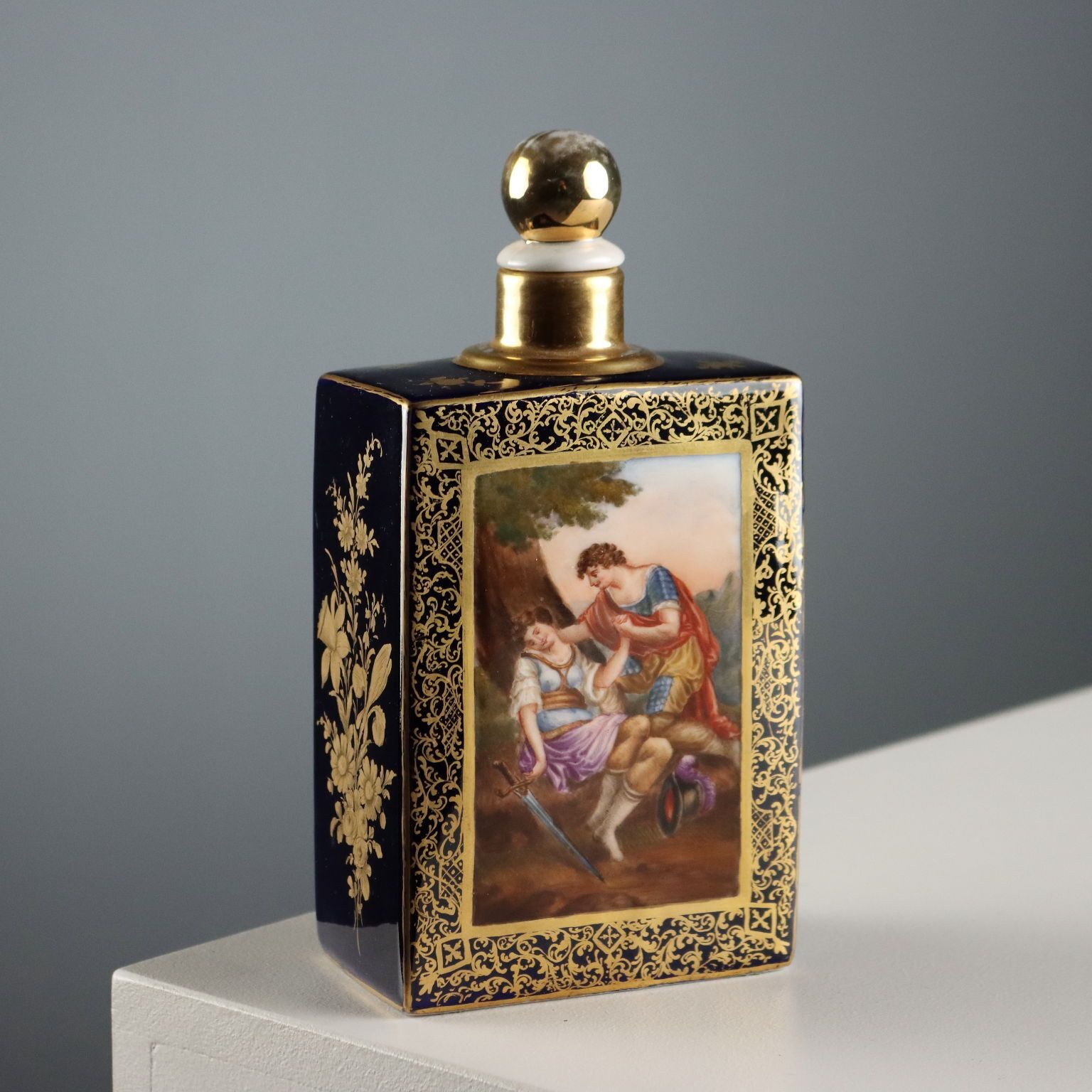 Antique Porcelain Bottle With Paintings Of Mythological Scenes '800