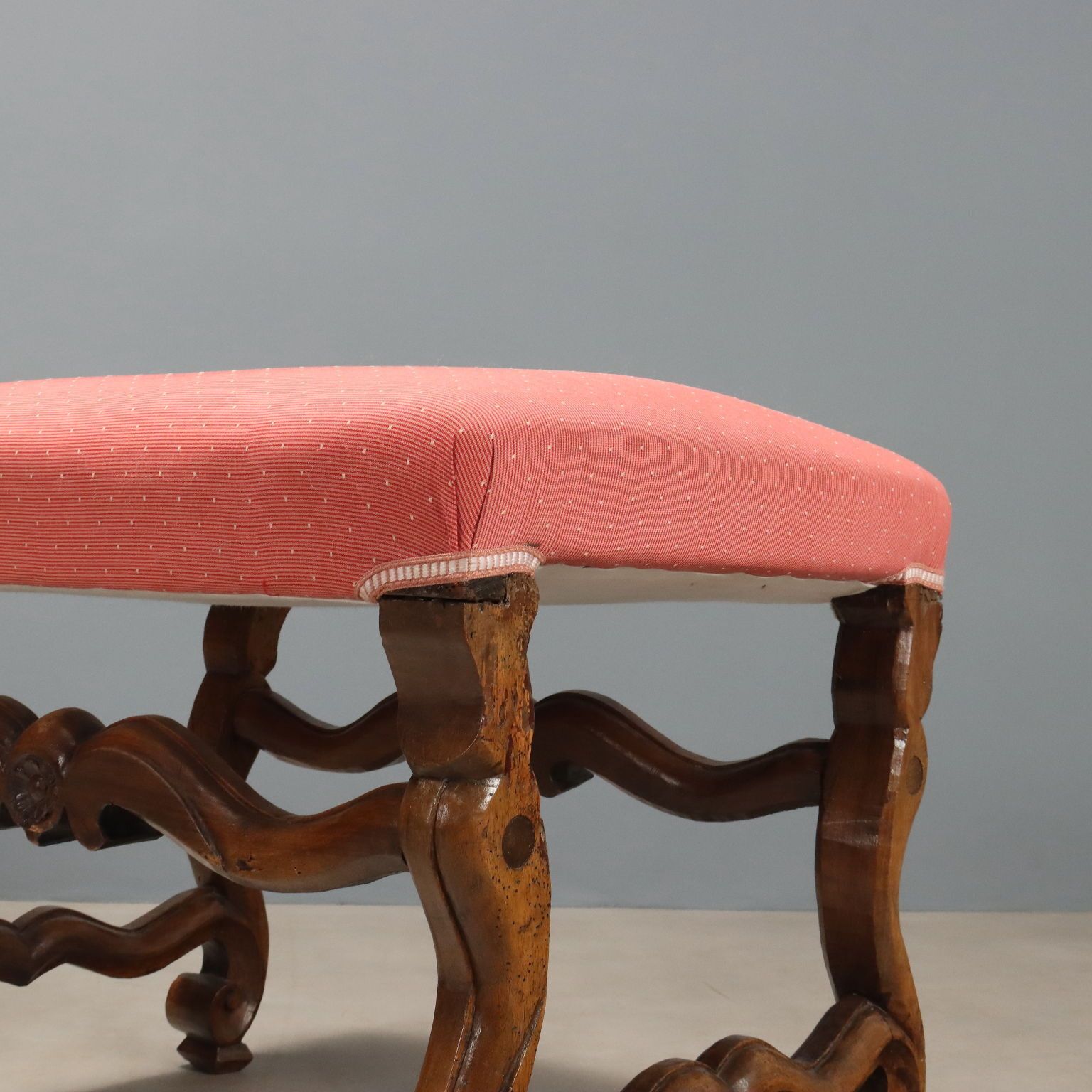 Baroque Stools Carved Walnut Fabric Italy XVIII Century photo Furniture